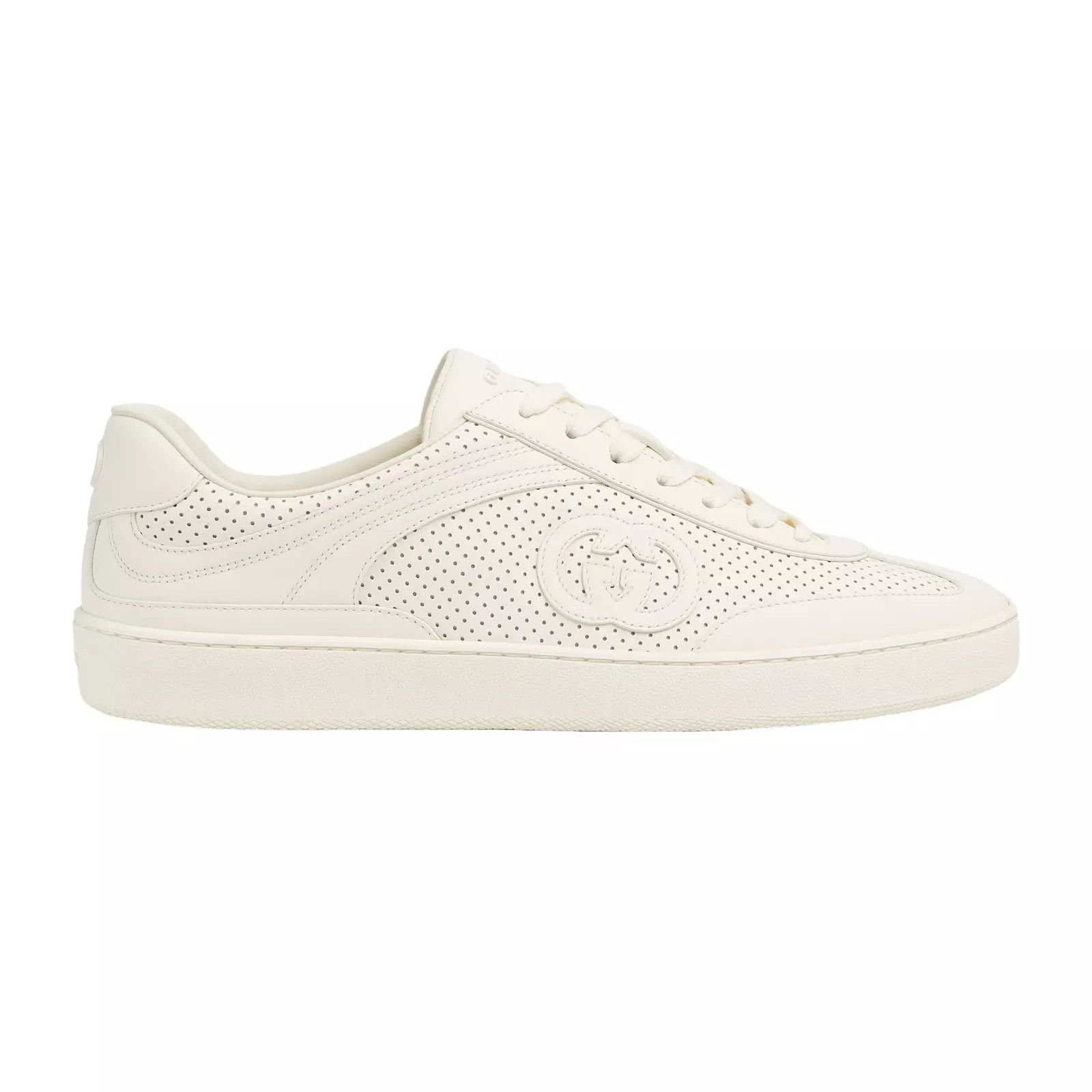 GUCCI Interlocking G Men's White Leather Sneakers New Auth