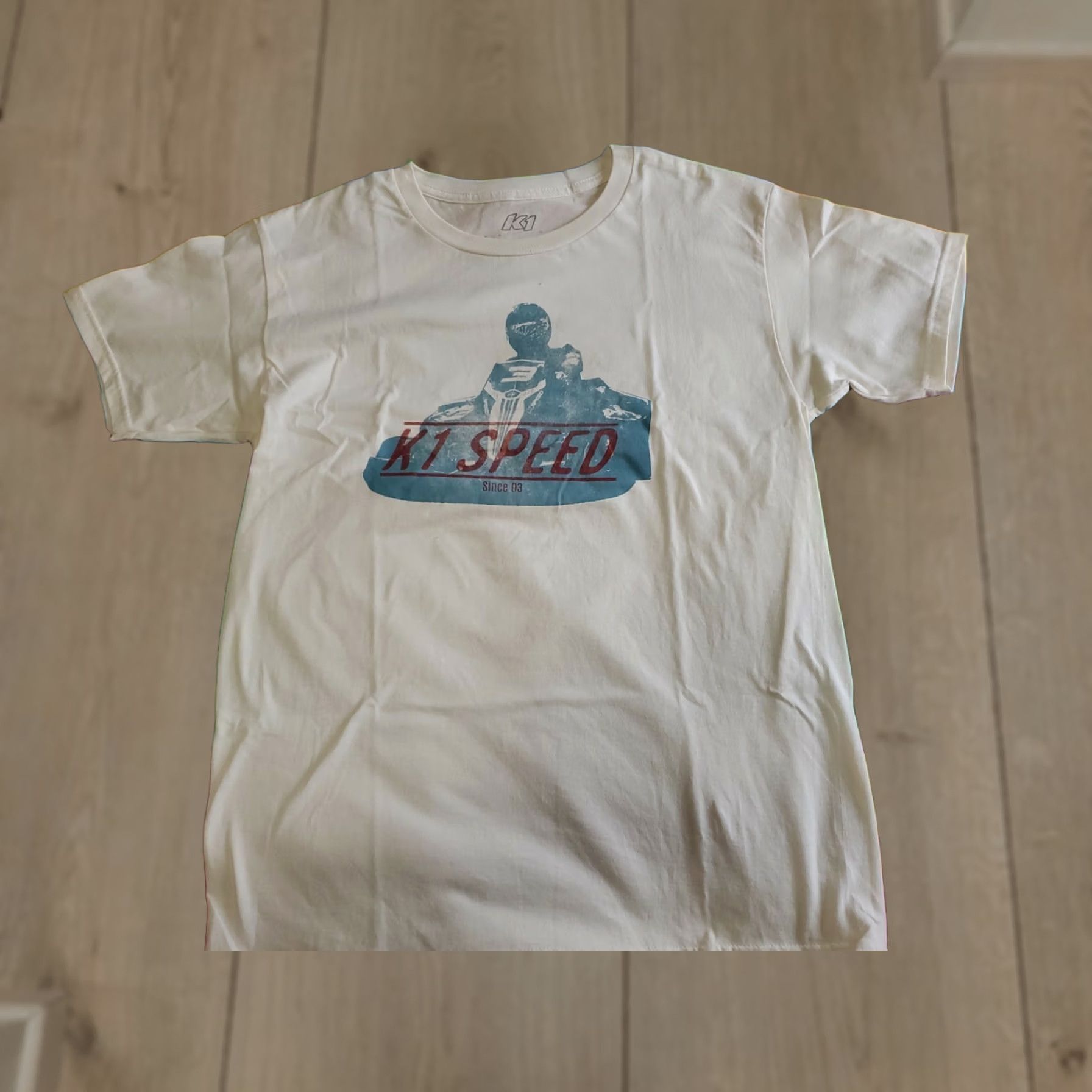Speedo K1 SPEED RACING Short Sleeve Tshirt Sz Medium Man Cream Graphic Print Crew Neck Classic Fit T-Shirt Size US M / EU 48-50 / 2 - 1 Thumbnail