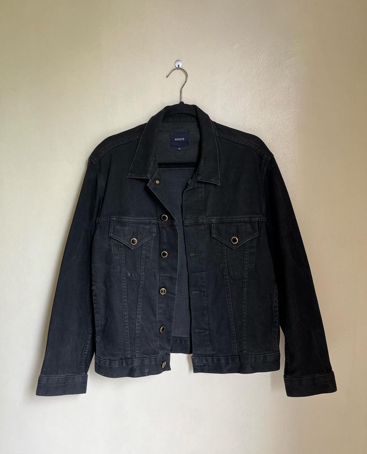 image of Khaite 'cate' Oversized Denim Jacket in Black, Women's (Size Medium)