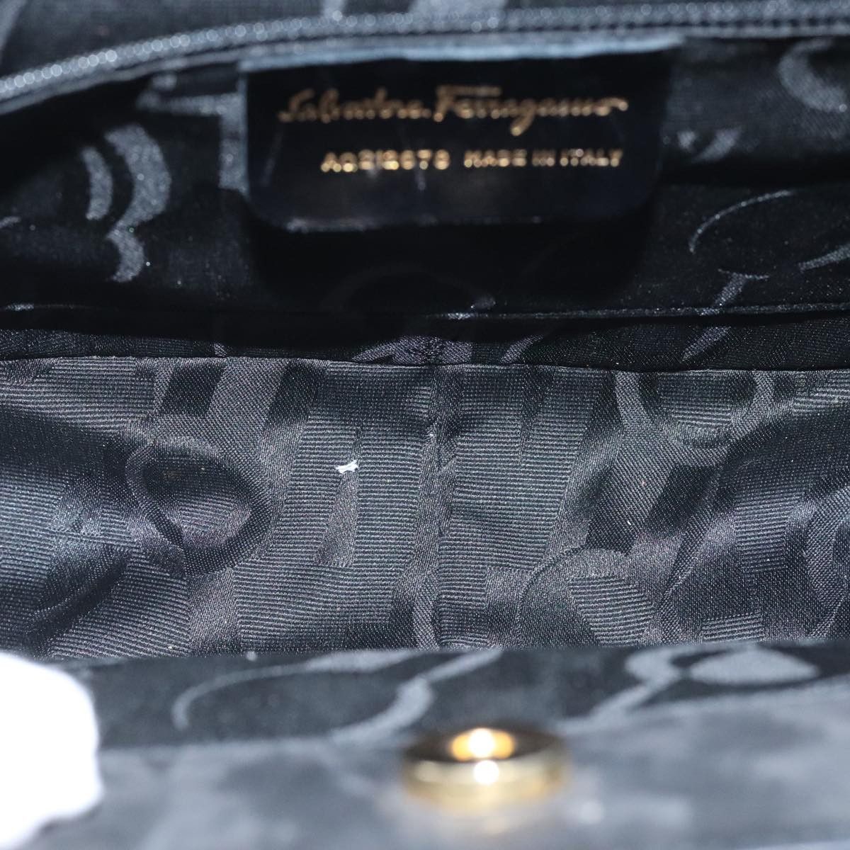 Salvatore Ferragamo Salvatore Ferragamo Gancini Hand Bag Suede Black Gold Size ONE SIZE - 10 Thumbnail