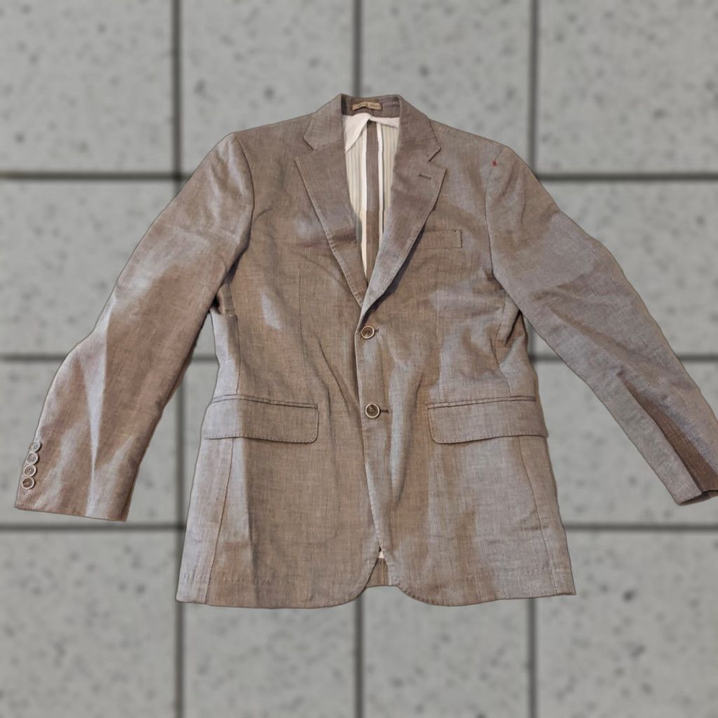Zara VINTAGE Mens Zara Blazer Jacket 40R Gray Cotton Blazer 2 Piece Mens Size 40R - 1 Thumbnail