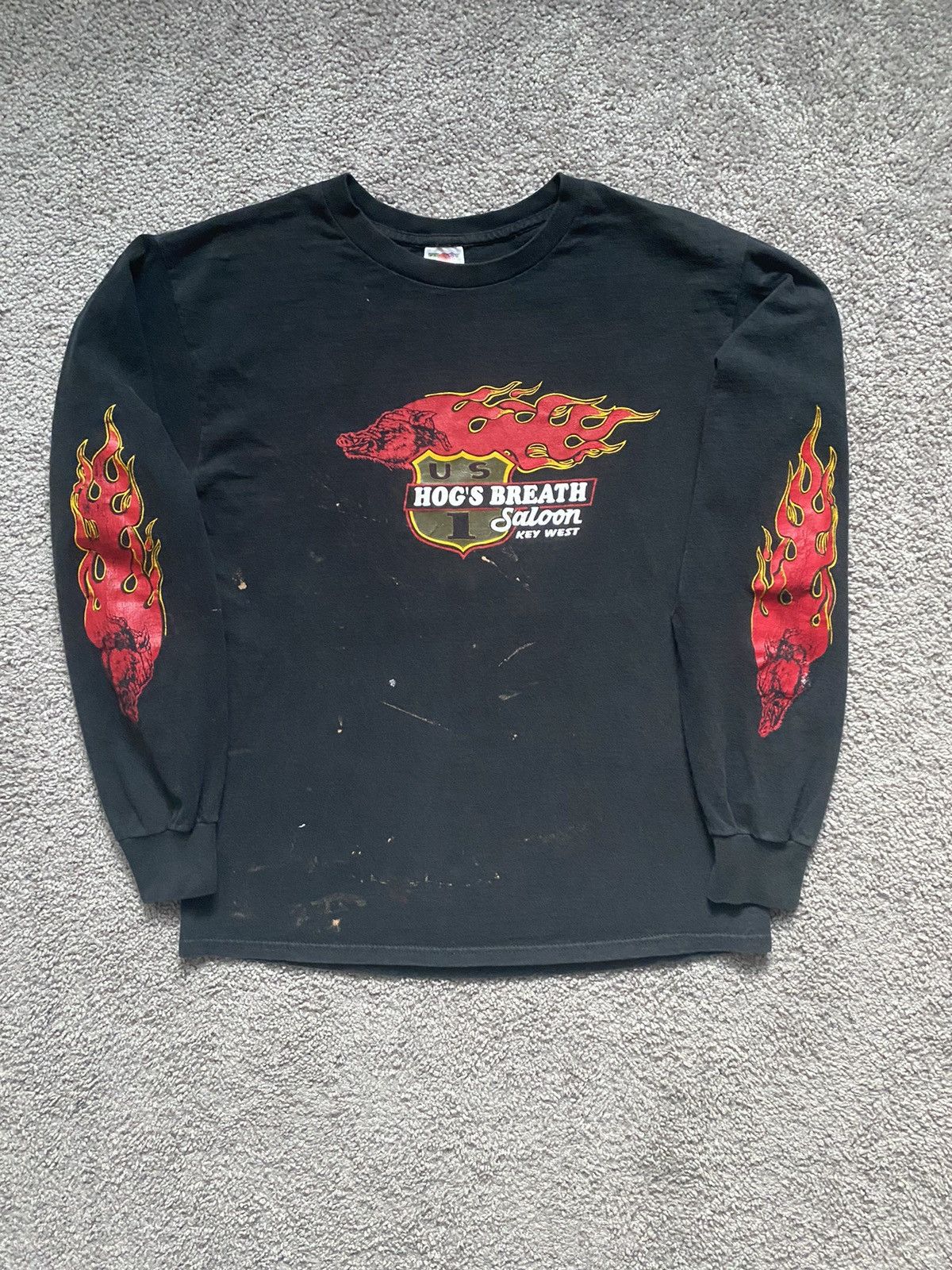 Harley Davidson × Vintage Vintage Faded Distressed Harley Flames Longsleeve Tee Shirt Size US L / EU 52-54 / 3 - 1 Thumbnail