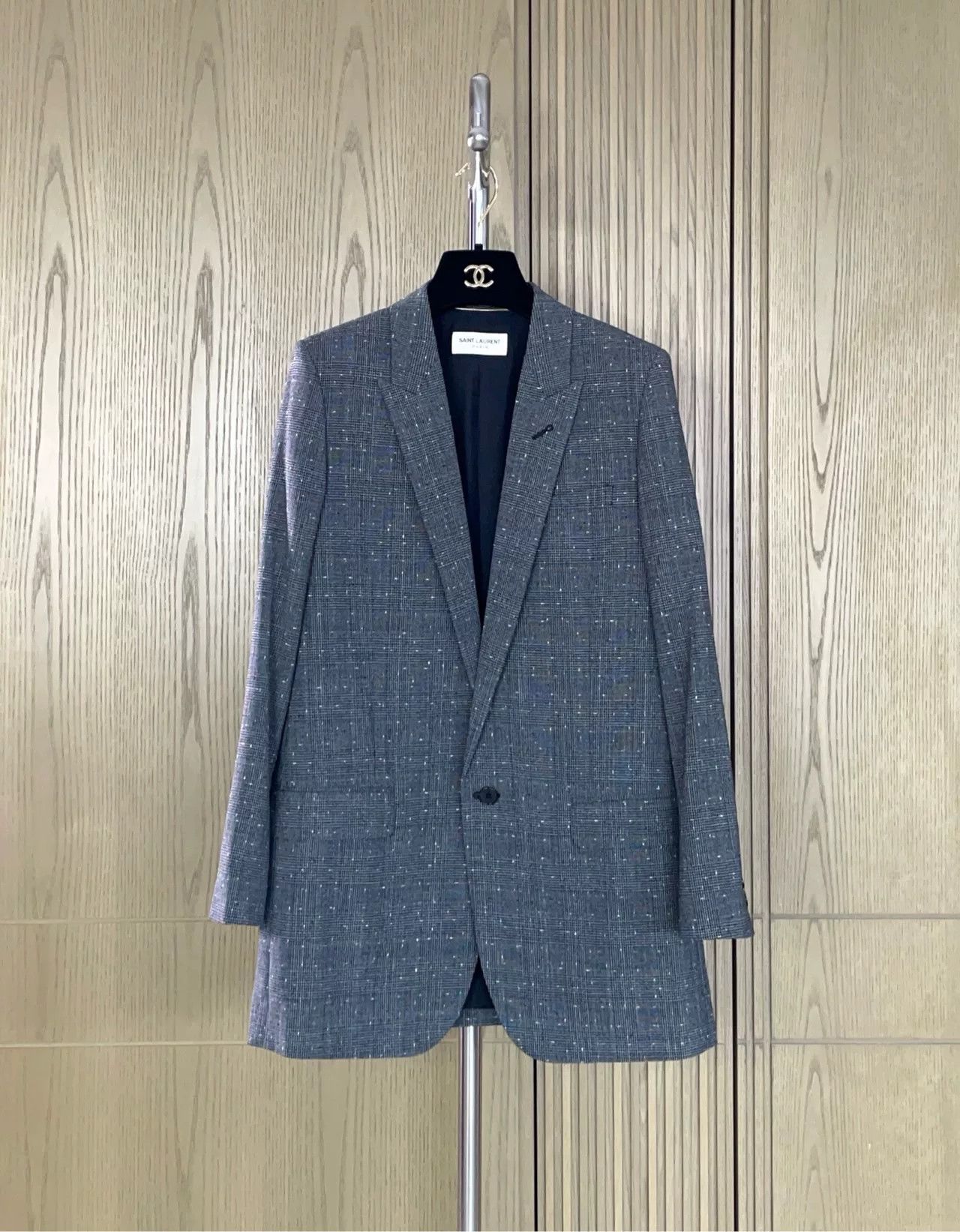 Saint Laurent Paris SAINT LAURENT Gray Check Wool Blazer Size XXS / US 00 / IT 34 - 1 Thumbnail