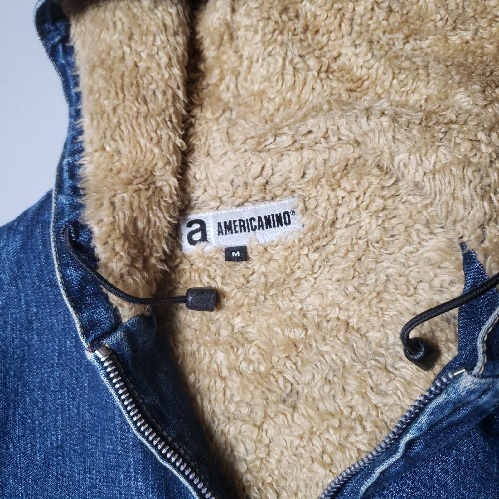 Vintage Vtg RARE Americanino Sherpa Denim cropped Zip up Hoodie Size M / US 6-8 / IT 42-44 - 3 Thumbnail