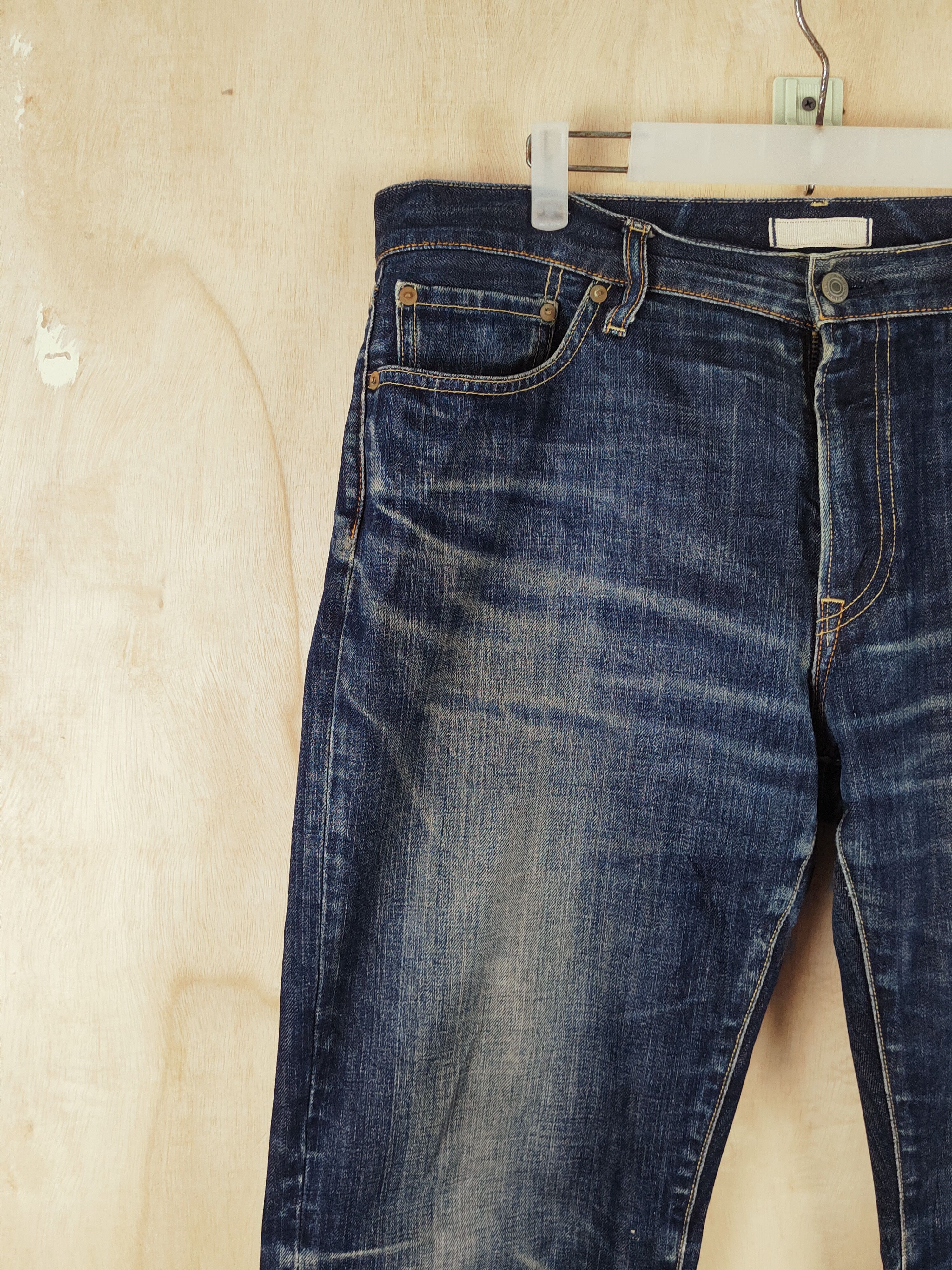 Japanese Brand Uniqlo Dark Blue Distressed Ripped Jeans #S2669 Size US 36 / EU 52 - 3 Thumbnail