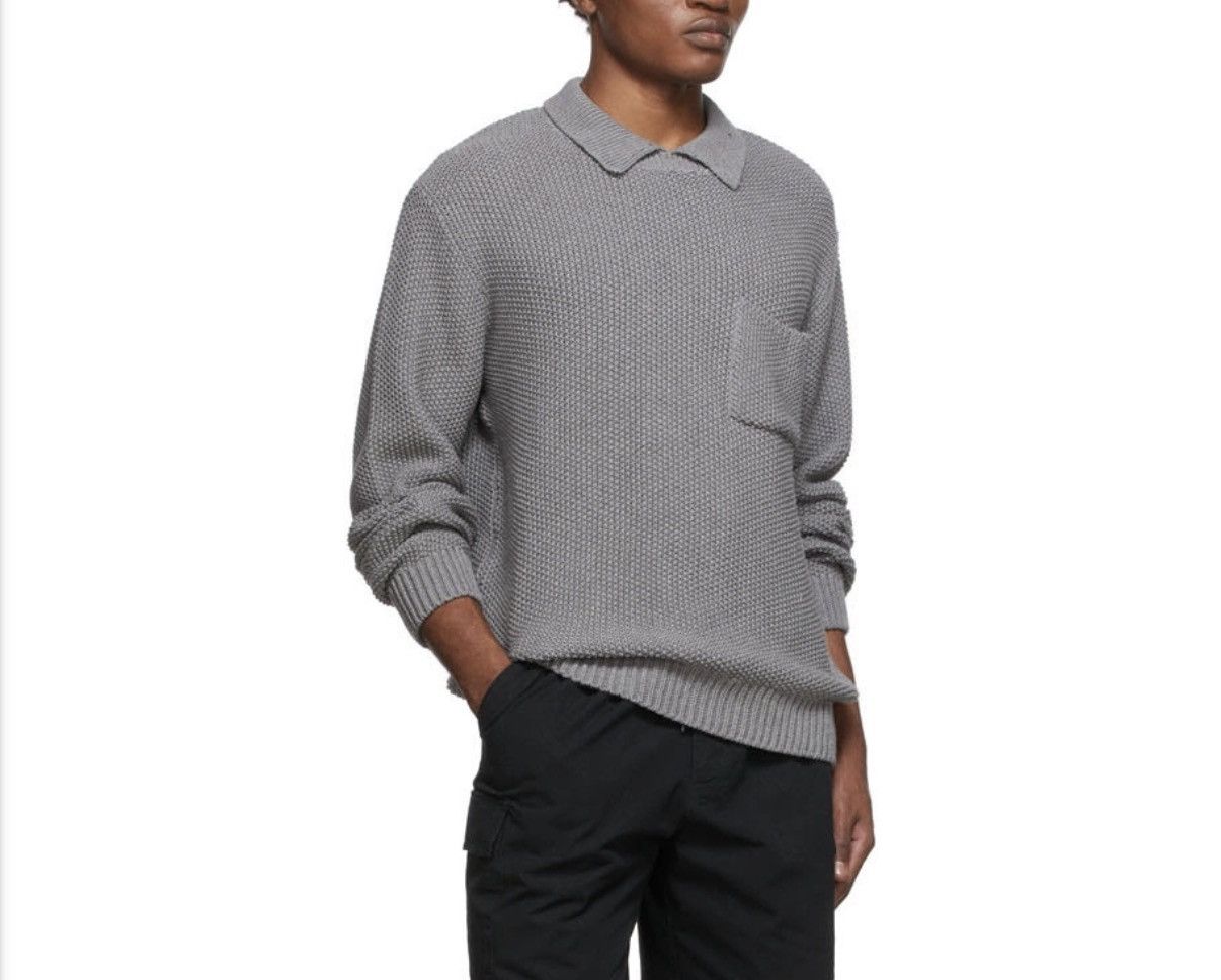 Noah Noah NYC Gray Textured Knit Crewneck Sweater with Collar Size US S / EU 44-46 / 1 - 1 Thumbnail