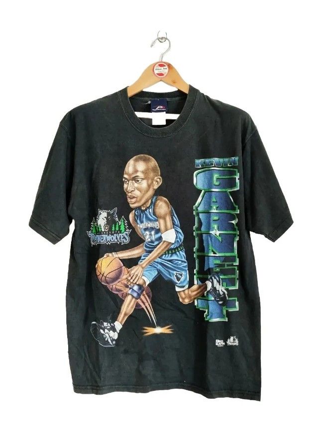 image of NBA x Pro Player Vintage Kevin Garnett Caricature 2000S T-Shirt in Black, Men's (Size Large)