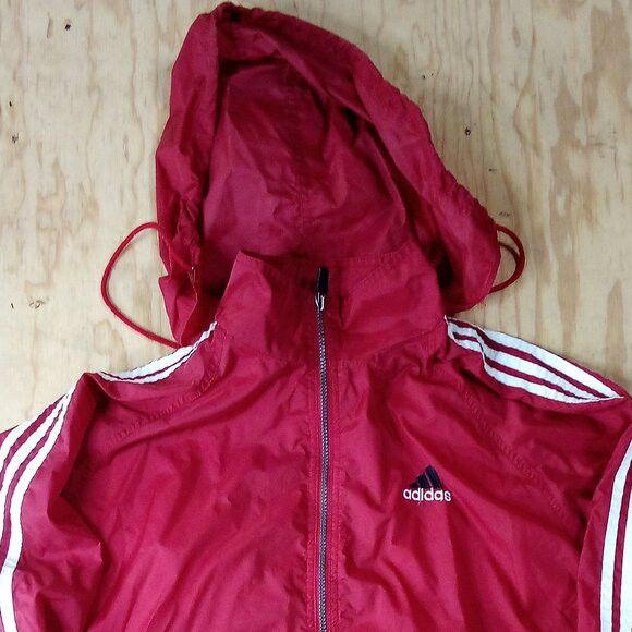 Adidas × Vintage Vintage 90s Adidas 3 Stripe Windbreaker Jacket Hooded Size US M / EU 48-50 / 2 - 1 Thumbnail