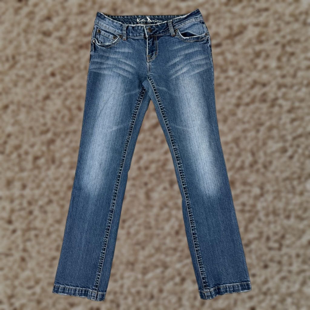 Vintage Kali Jeans Womens 9 Blue Denim Low Rise Straight Medium Wash Cotton Blend Jeans Size 30" / US 8 / IT 44 - 1 Thumbnail