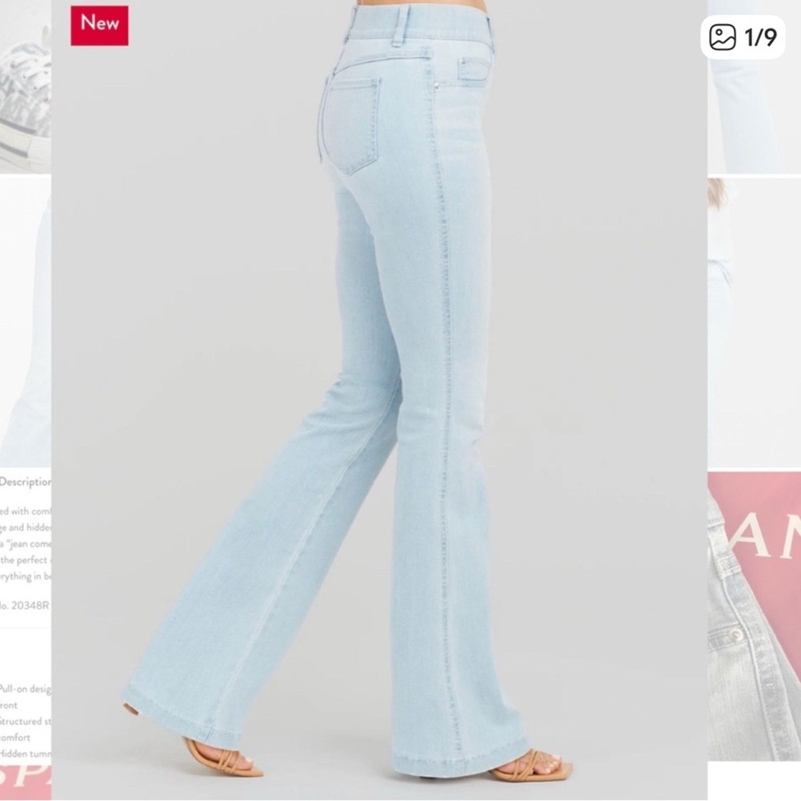 Spanx Spanx Pull-on Stretchy Retro Light Wash Flare Jean TALL Lrg Size 34" / US 12 / IT 48 - 2 Thumbnail
