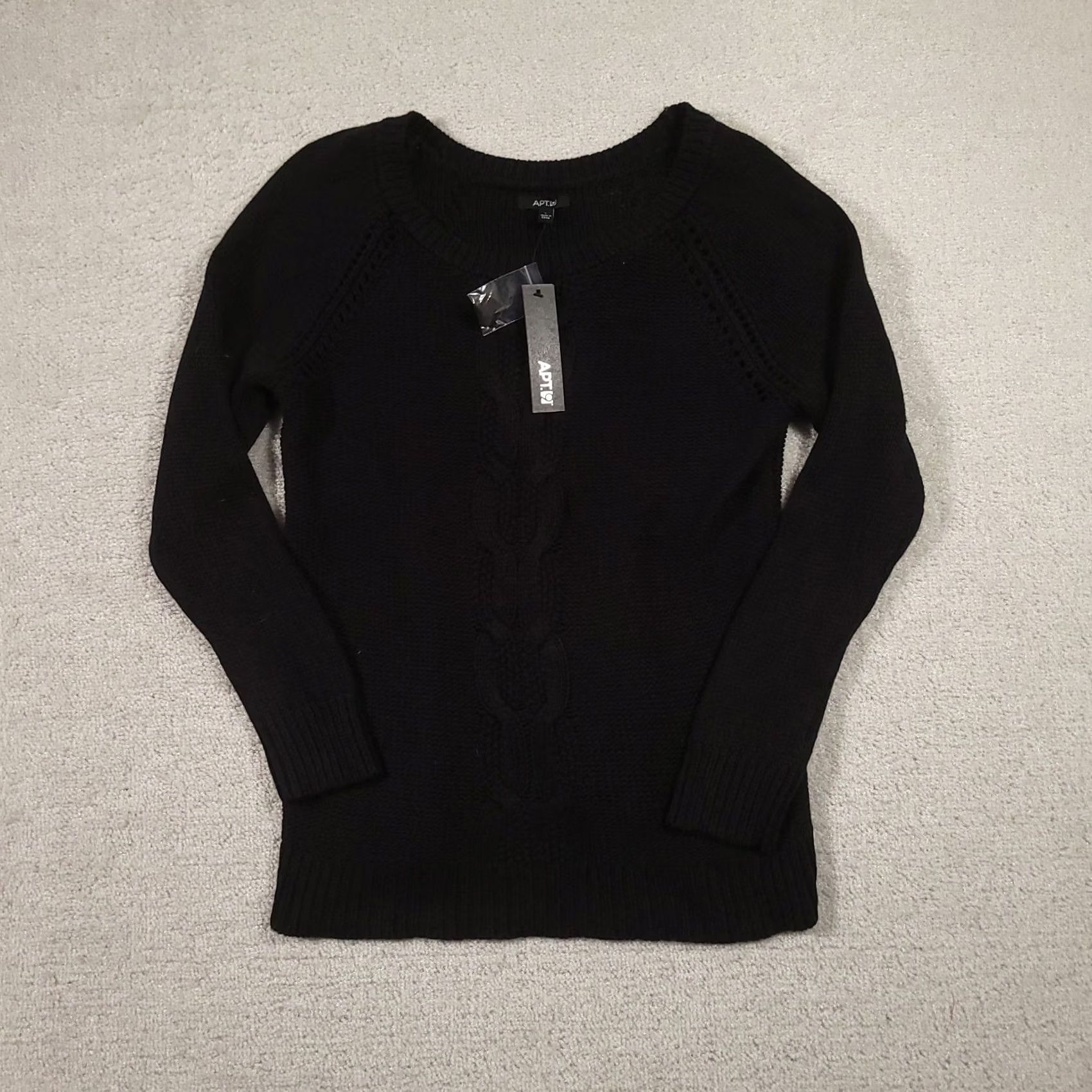 Apt. 9 Apt. 9 Sweater Women's L Black Long Sleeve Cable-Knit Pullover Casual Size L / US 10 / IT 46 - 2 Thumbnail