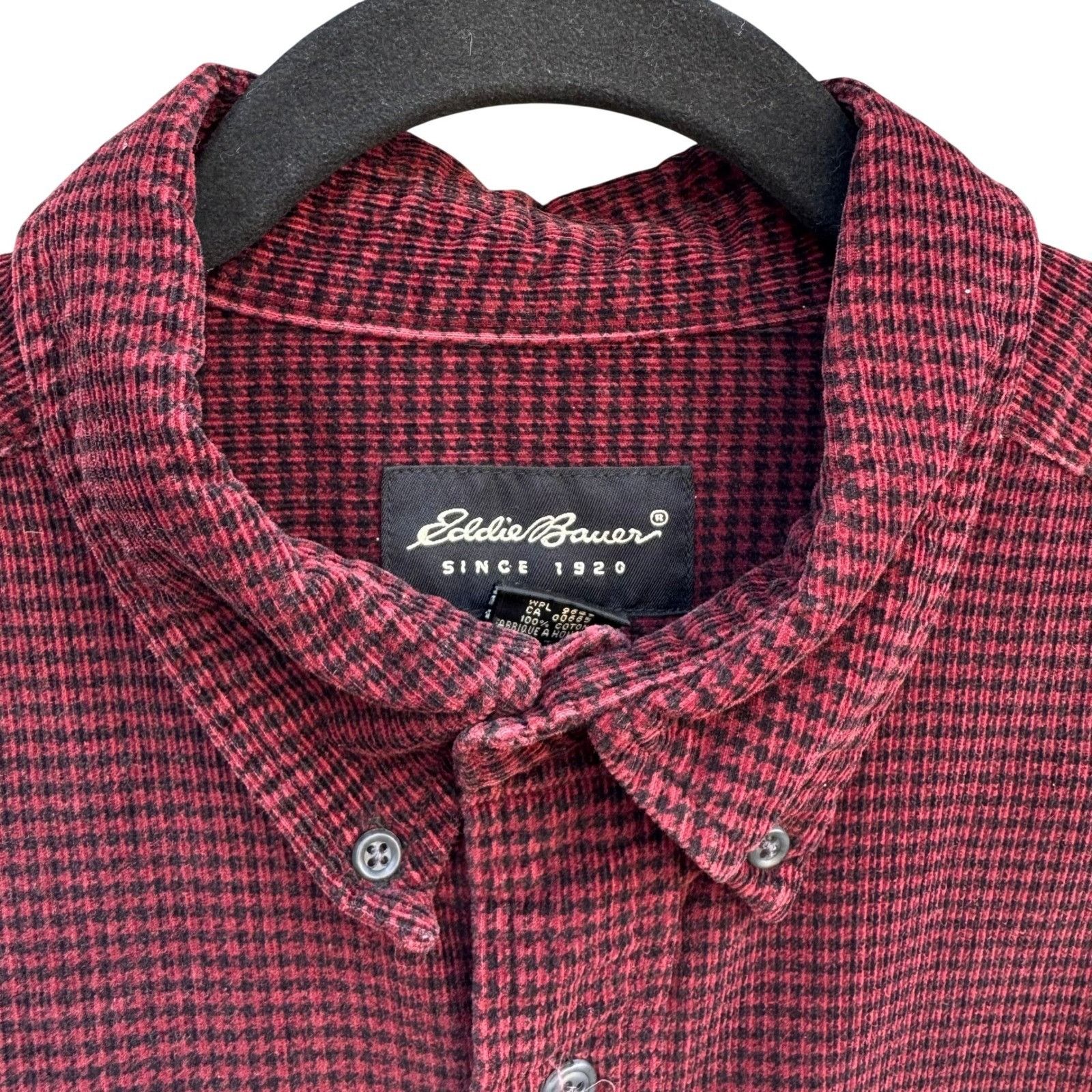 Eddie Bauer Eddie Bauer Mens Burgundy Houndstooth Corduroy Button Up Shi Size US L / EU 52-54 / 3 - 7 Thumbnail