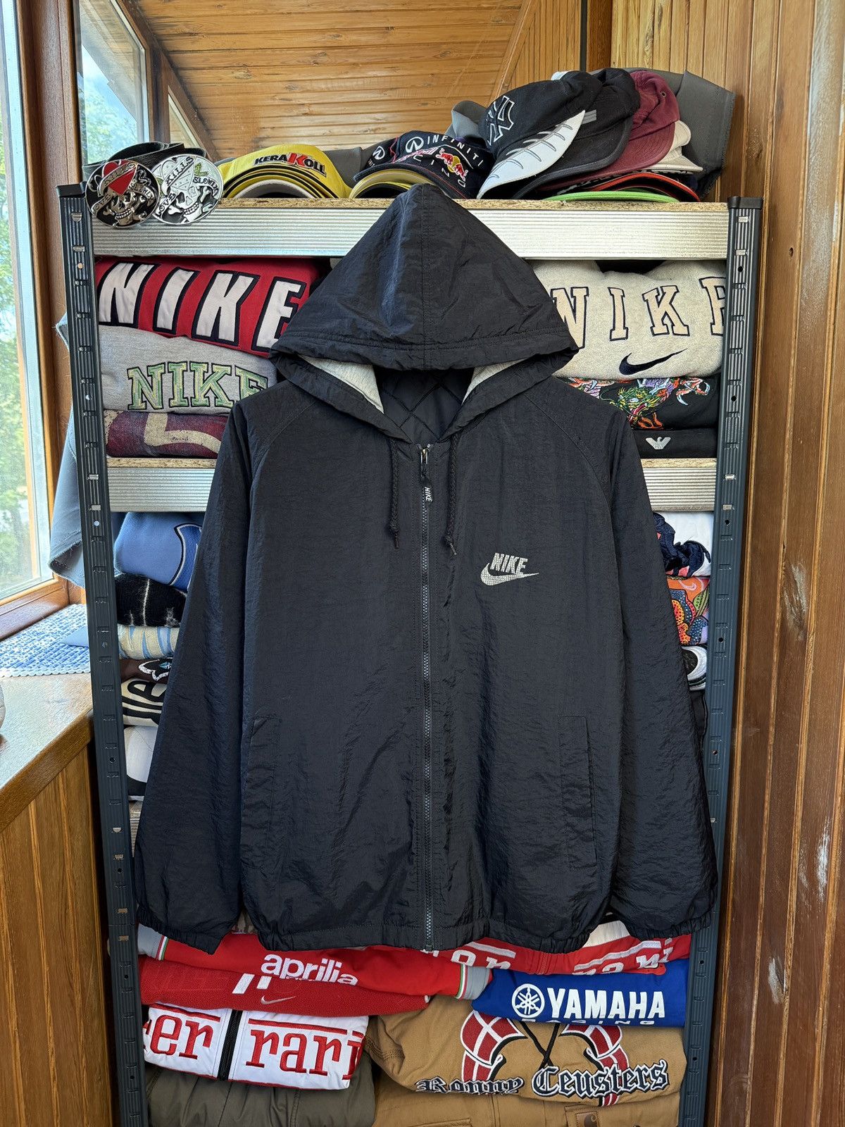 Nike × Vintage 90s Nike Vintage Nylon Track Jacket Big Swoosh Size US M / EU 48-50 / 2 - 2 Thumbnail