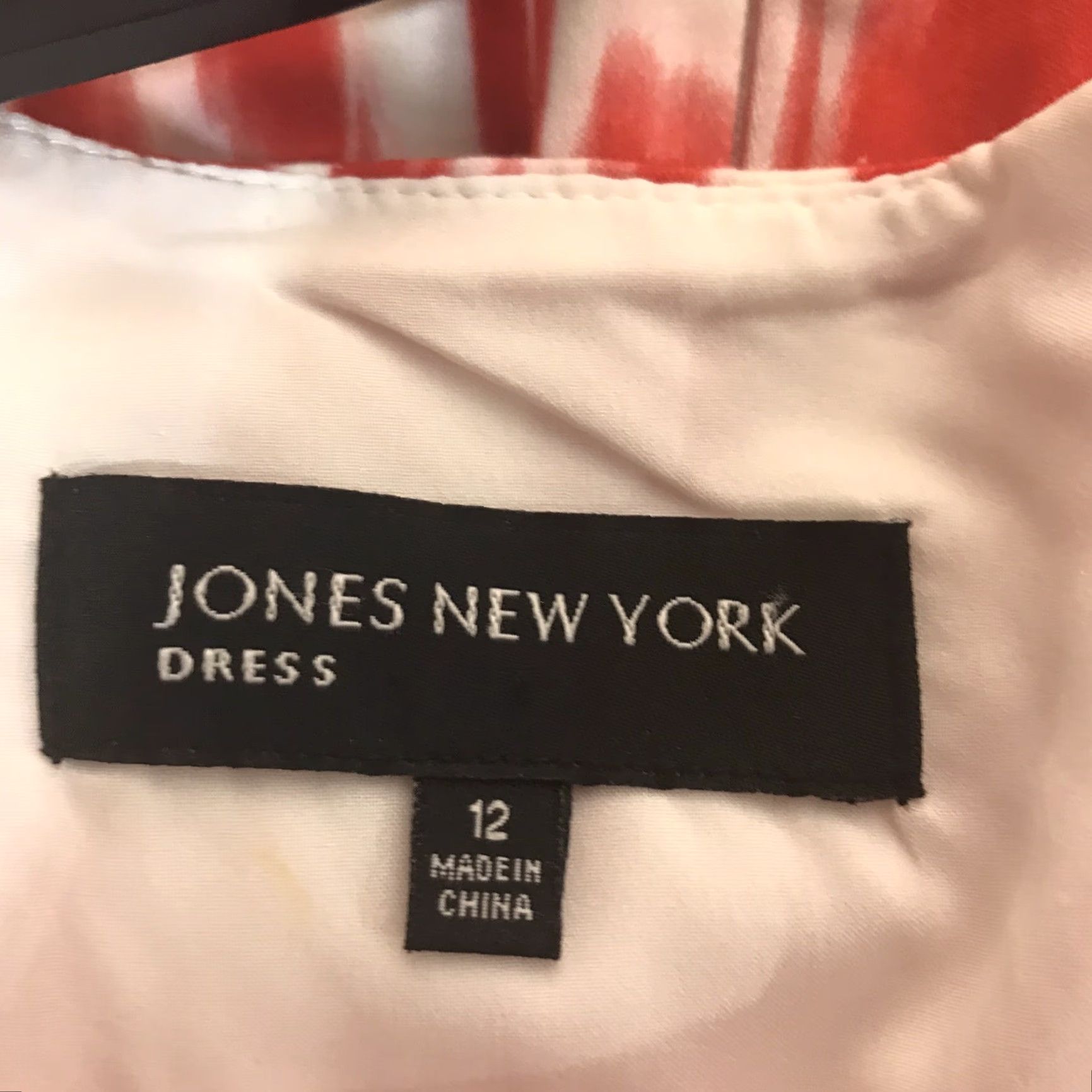 Jones New York Jones New York Women's Midi Sleeveless Dress Cotton Spandex Geometric Classic 12 Red White Size XL / US 12-14 / IT 48-50 - 7 Thumbnail