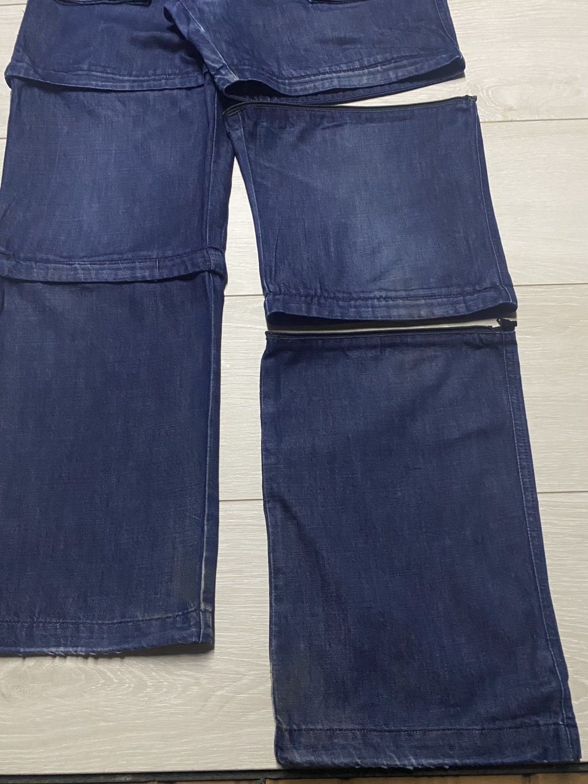 Japanese Brand Blue Multi Layer Panel Cargo Pants Wide Leg Distressed Size US 30 / EU 46 - 11 Thumbnail