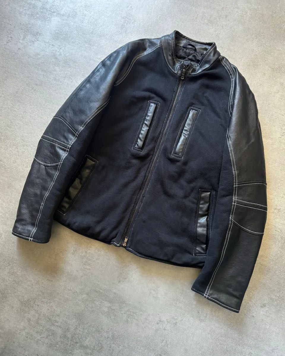 Armani 2000s Armani Black Hybrid Relaxed Cozy Leather Jacket Size US L / EU 52-54 / 3 - 6 Thumbnail