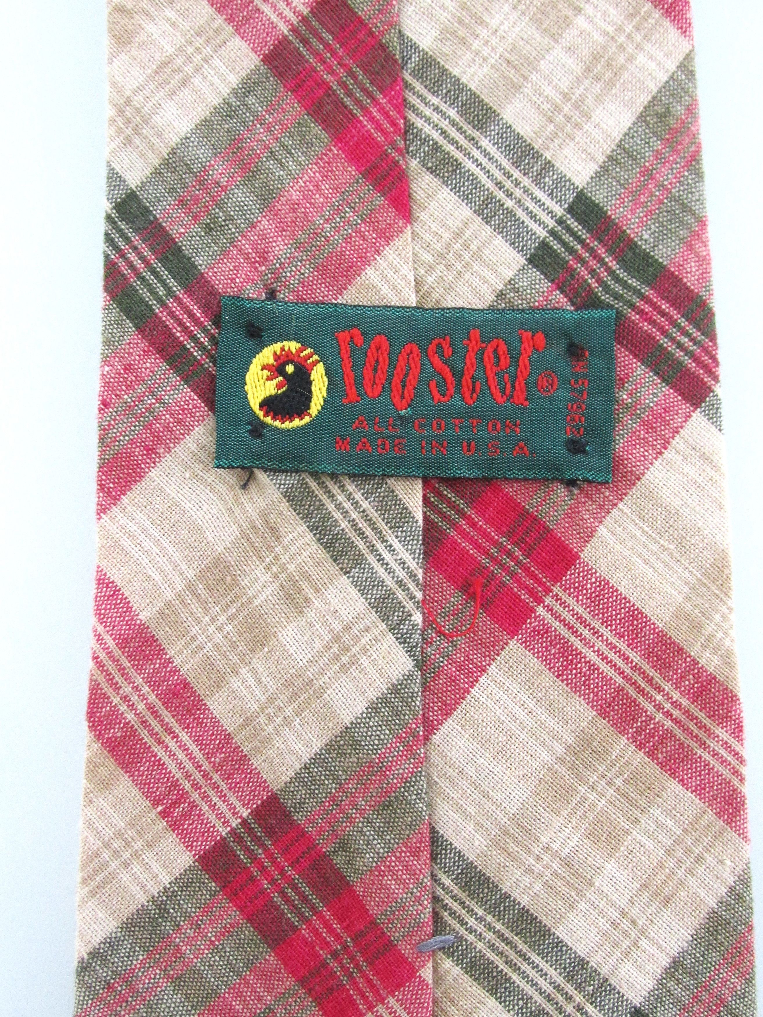 Vintage Rooster Vintage Men's Cotton Plaid Ties Size ONE SIZE - 5 Thumbnail