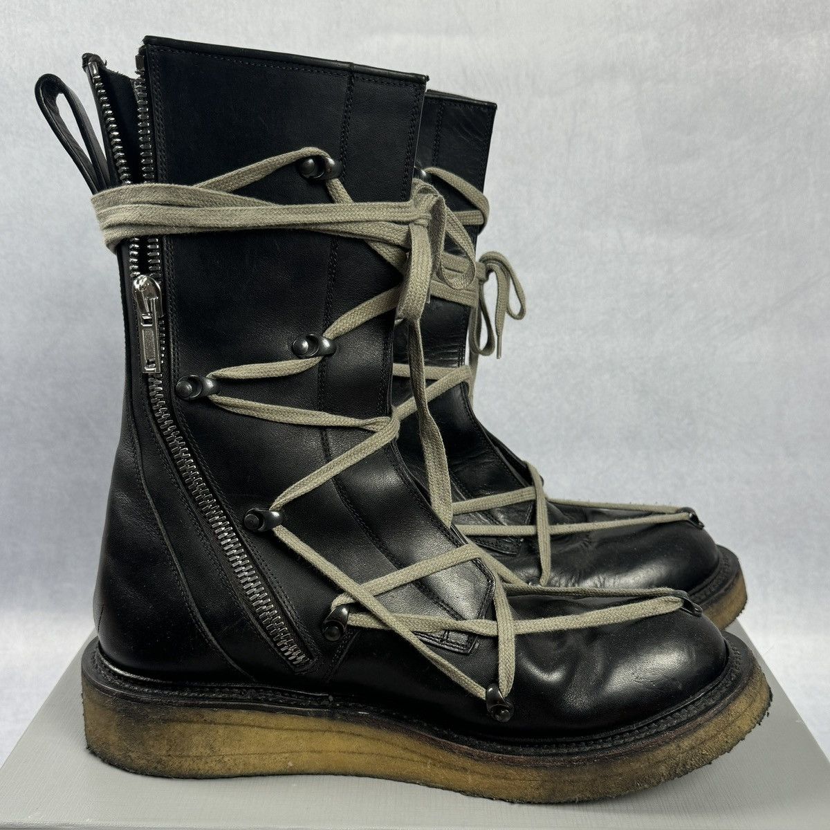 Rick Owens FW17 Creeper Mega-lace boots Size US 9 / EU 42 - 2 Thumbnail