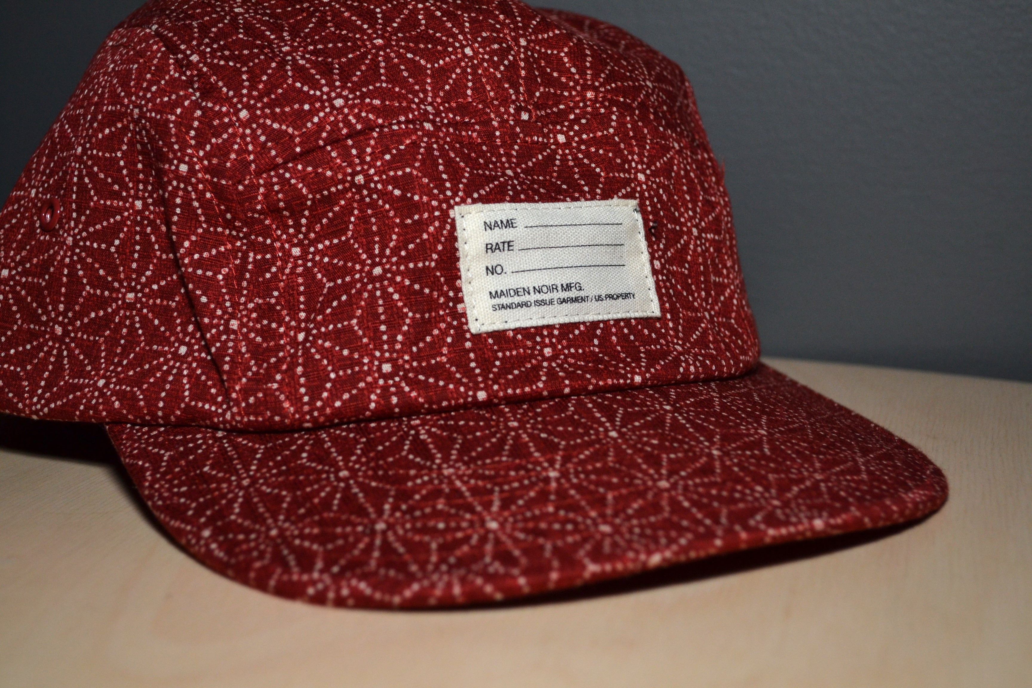 Japanese Brand Maiden Noir Blood Red Sashiko 5 Panel Camp Hat Visvim Style Size ONE SIZE - 2 Thumbnail