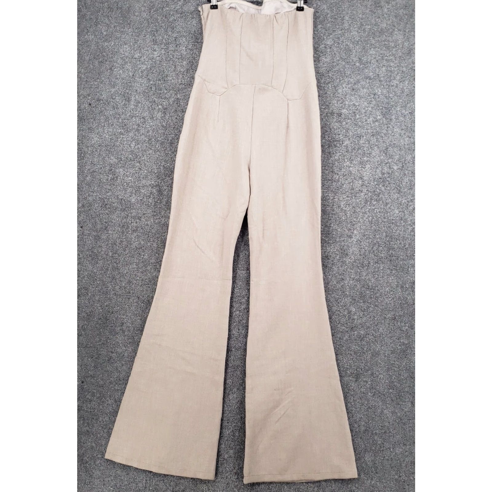 PrettyLittleThing Pretty Little Thing Jumpsuit Womens 4 Beige Bandeau Strapless Flare Corset City Clubwear | One-Piece Size S / US 4 / IT 40 - 2 Thumbnail