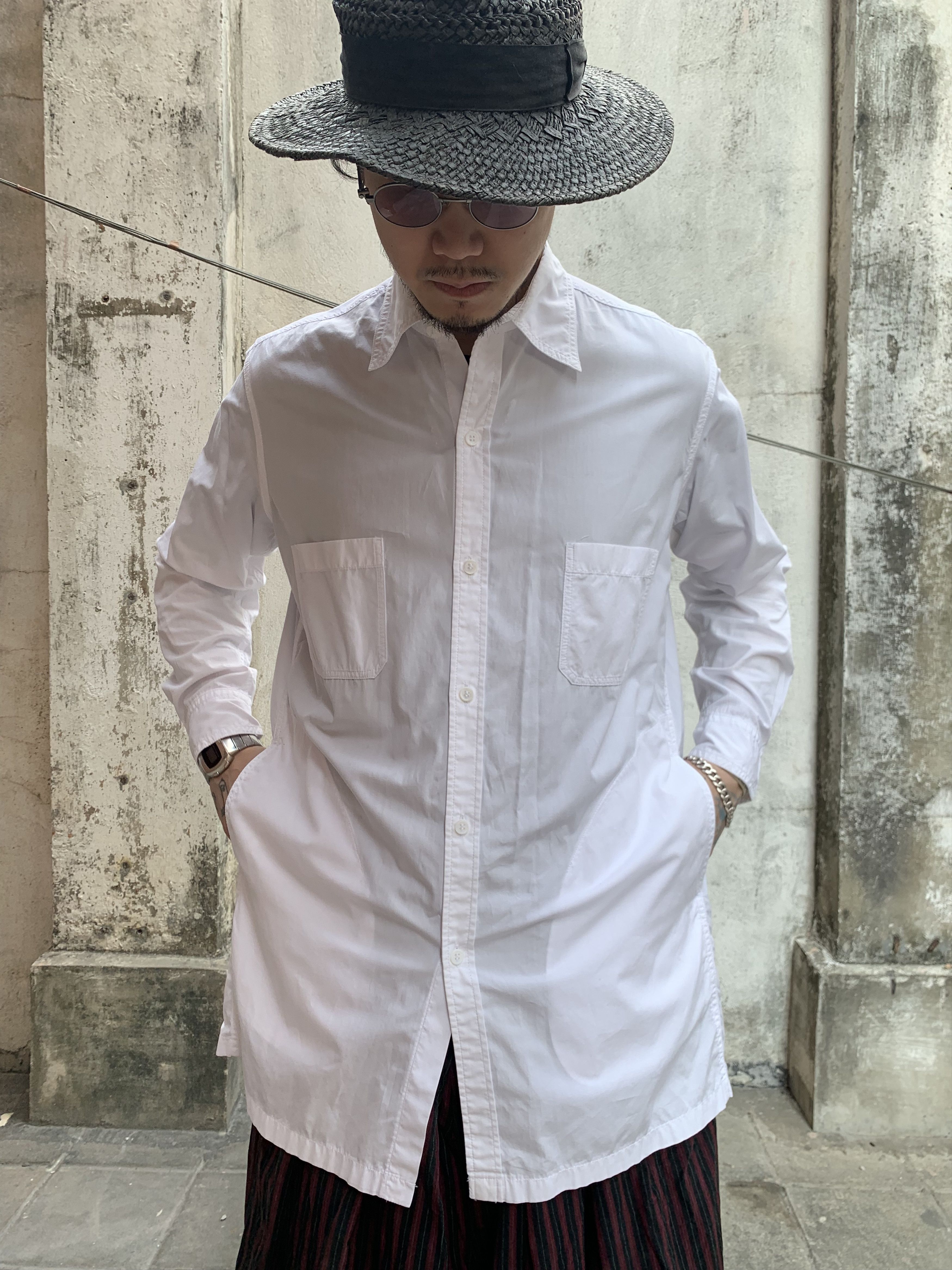 Yohji Yamamoto Yohji Yamamoto Produce Long White Shirt Size US L / EU 52-54 / 3 - 6 Thumbnail