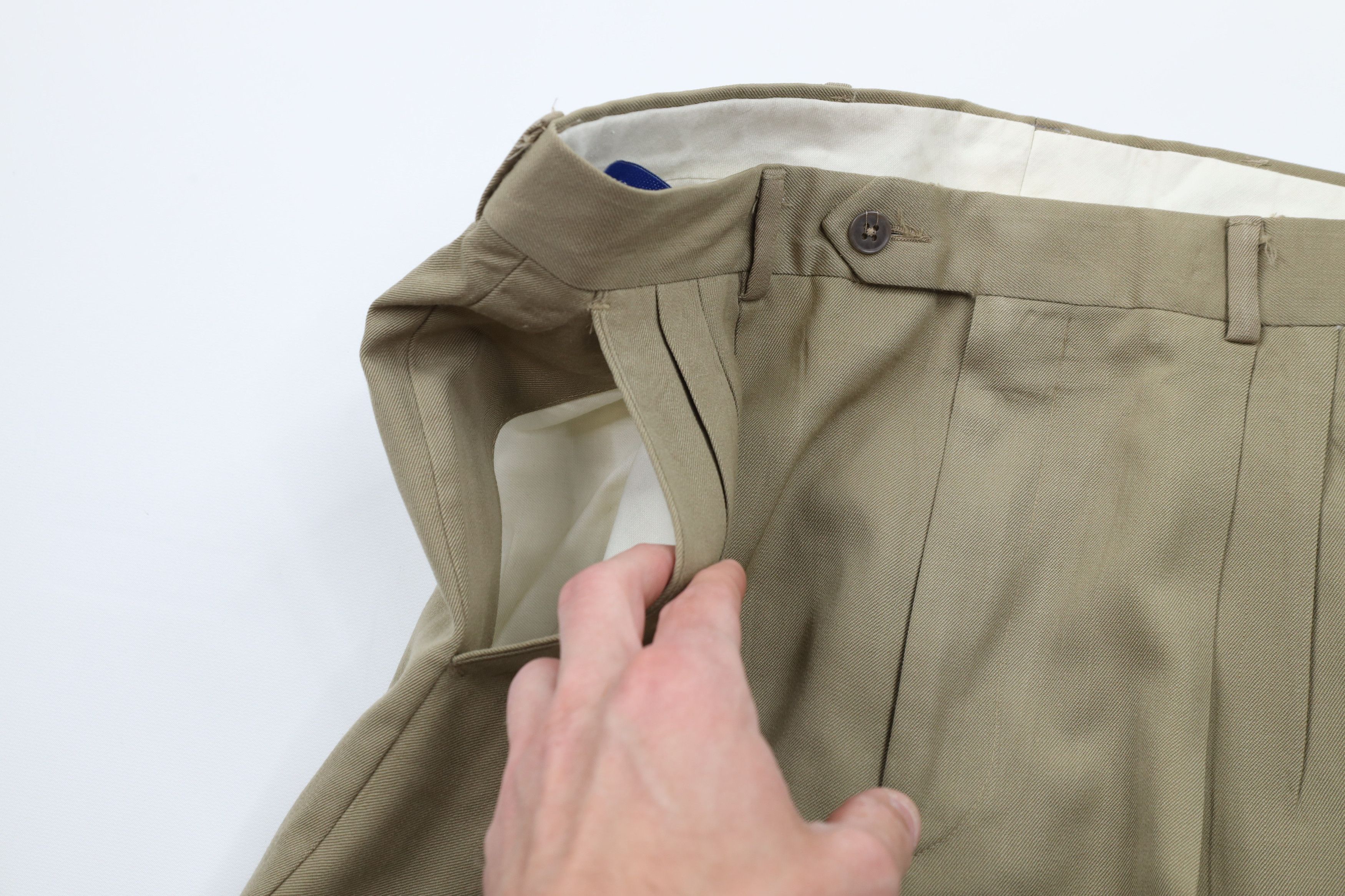 Givenchy × Vintage Vintage 90s Givenchy Cuffed Wool Chino Pants Trousers Beige Size US 32 / EU 48 - 6 Thumbnail