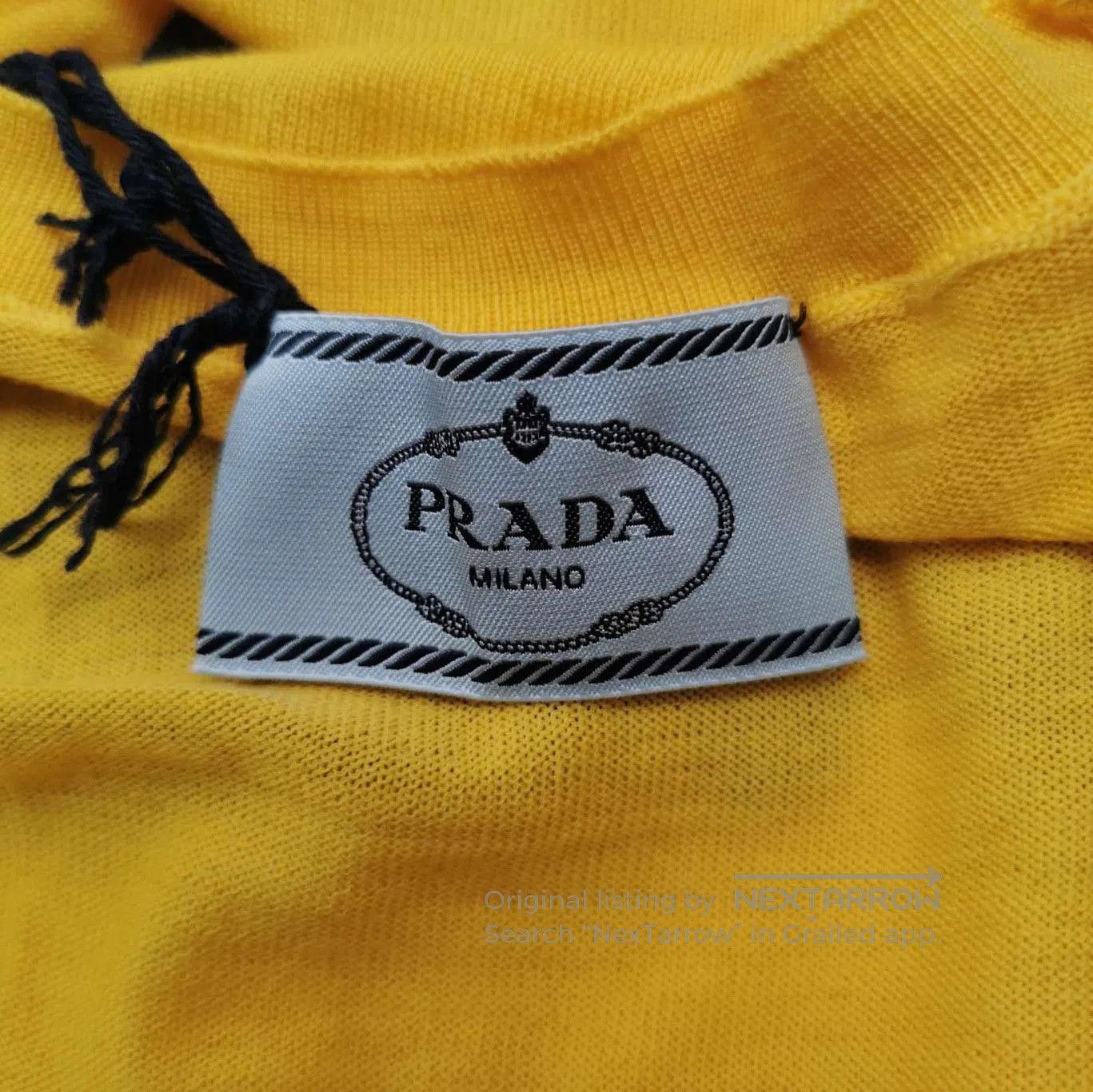 Prada Prada Yellow Logo Knit Short Sleeve Top . Size S / US 4 / IT 40 - 3 Thumbnail