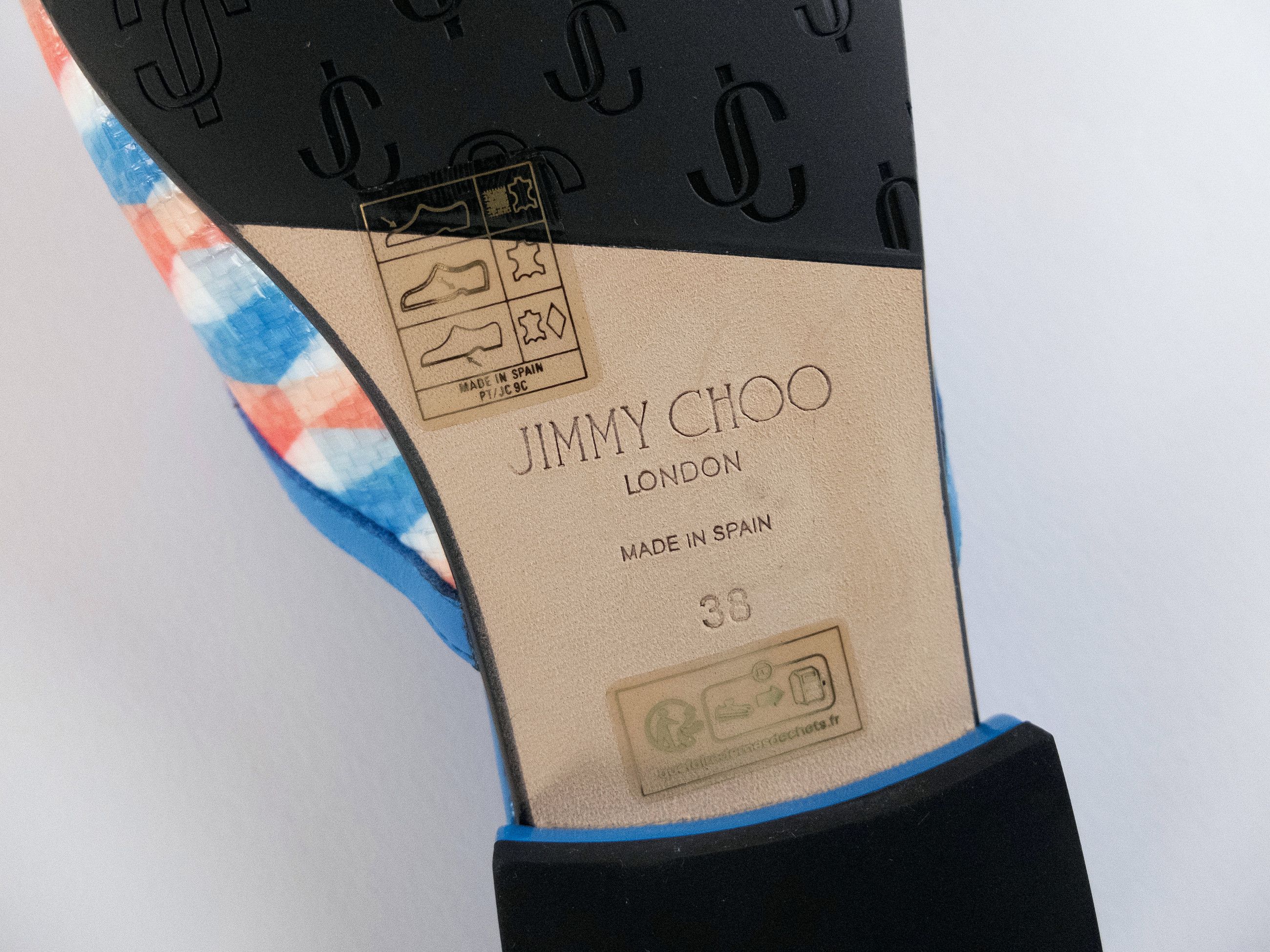 Jimmy Choo JIMMY CHOO Nako Flat blue logo embroidered leather flats 38 Size US 8 / IT 38 - 12 Thumbnail