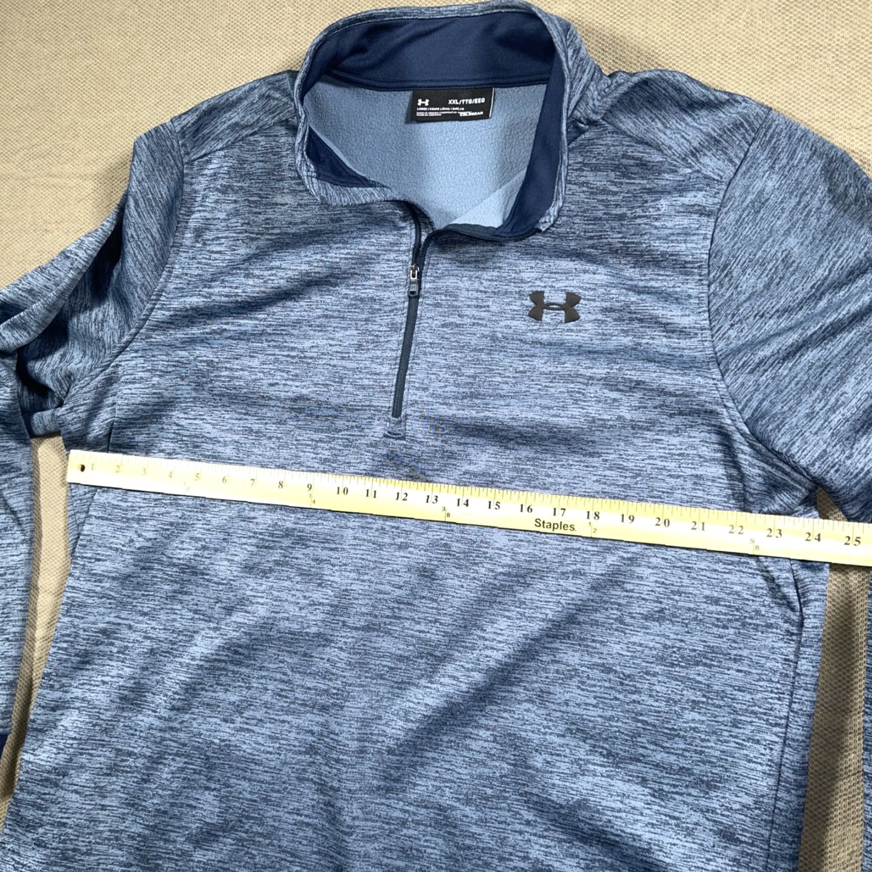 Under Armour Under Armour 1/4 Zip Blue Pullover Size 2XL ColdGear Long Sleeve Mock Neck Pullover Casual Men Size US XXL / EU 58 / 5 - 5 Thumbnail