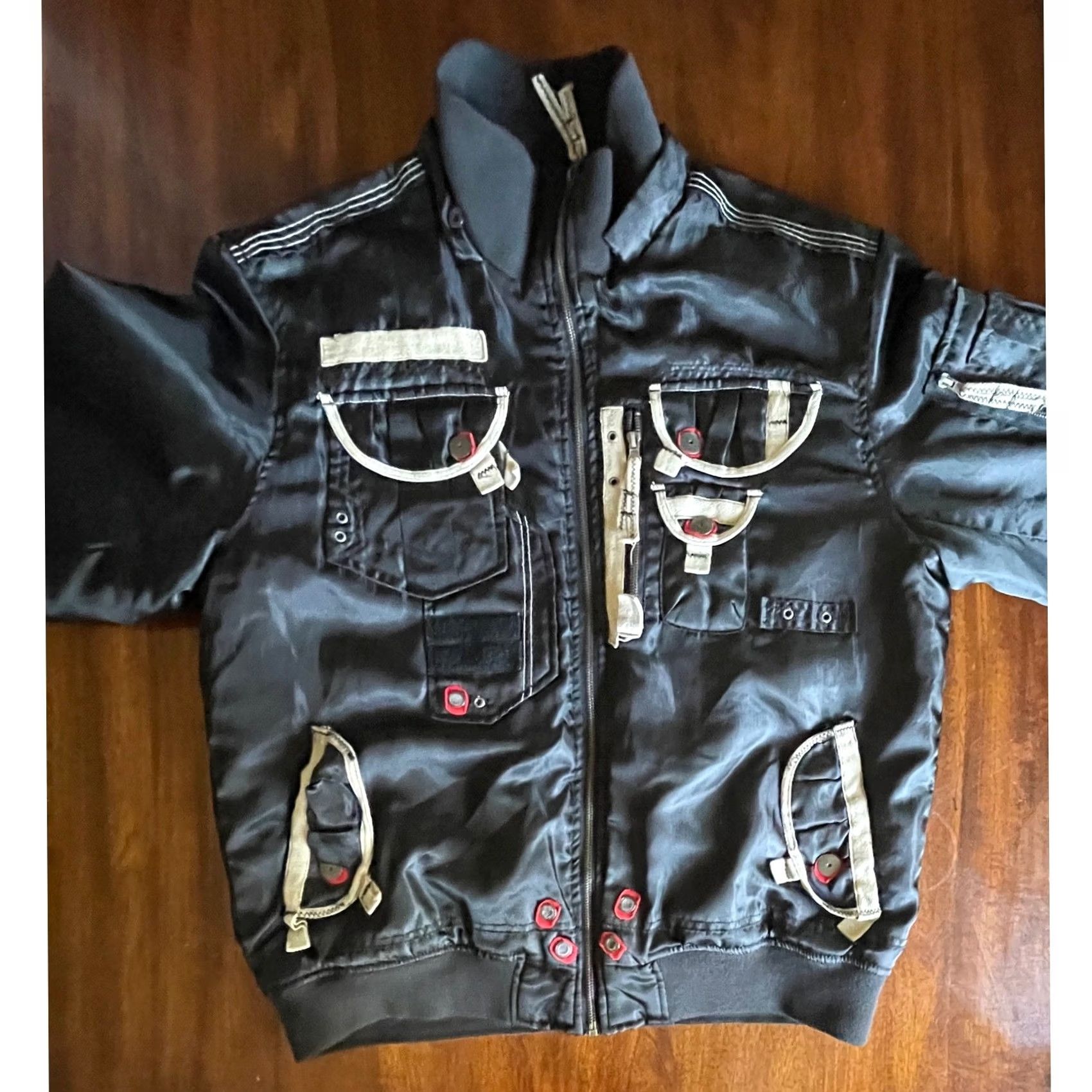 Vintage Raw Blue Mens XL Bomber Jacket Military Pilot Style Black Full Zip Size US XL / EU 56 / 4 - 3 Thumbnail