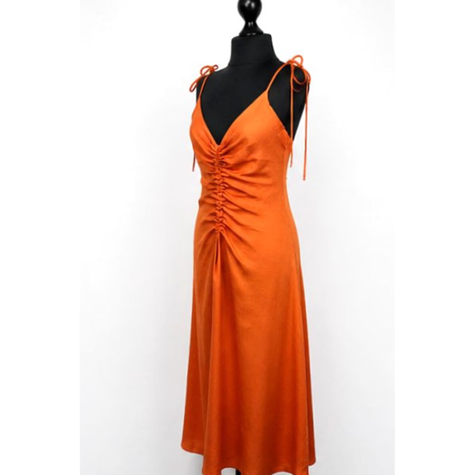 Sandro Sandro Paris womens orange midi slip dress Size 38 open back tie strap BNWT Size XS / US 0-2 / IT 36-38 - 2 Thumbnail