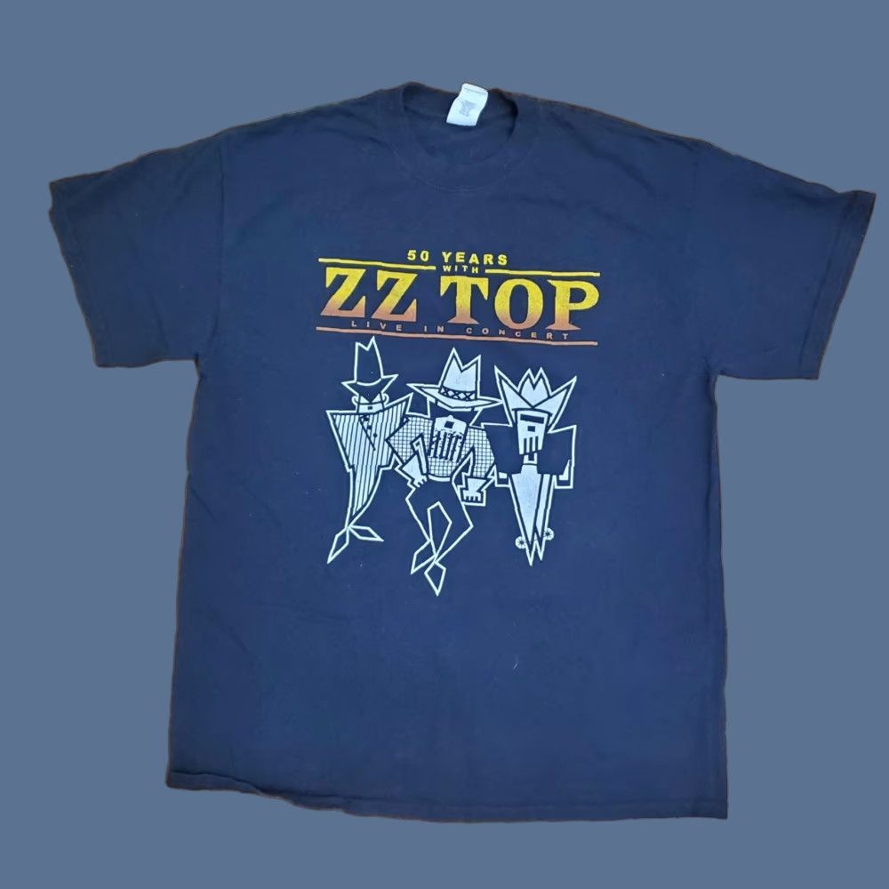 Gildan ZZ Top Shirt Mens Large Black 50 Years Live In Concert Tour 2019 Tee Gildan Size US L / EU 52-54 / 3 - 1 Thumbnail