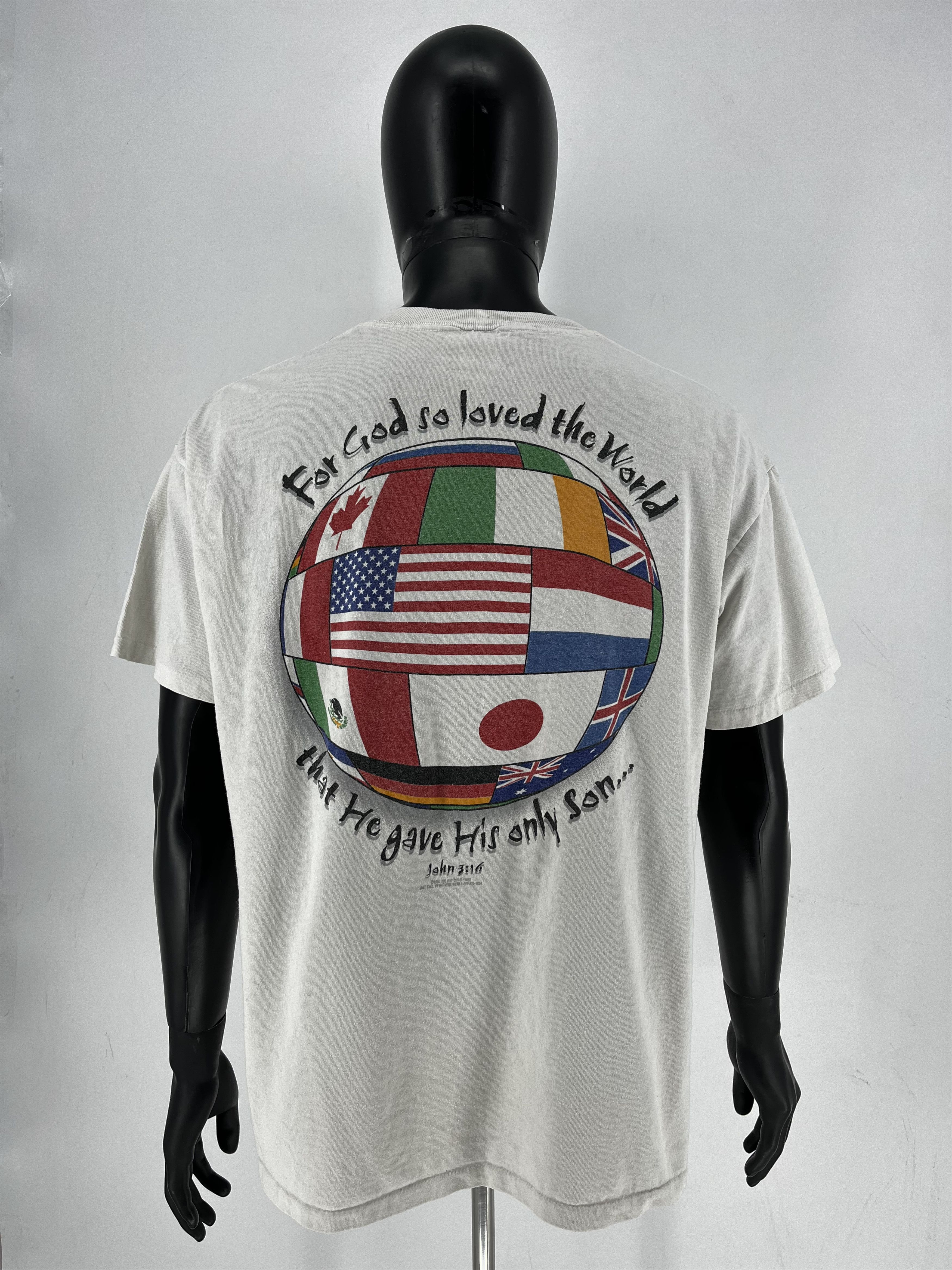 Vintage Vintage 1990s Olympics John 3:16 Jesus Tee Thrashed T-Shirt Size US L / EU 52-54 / 3 - 8 Thumbnail