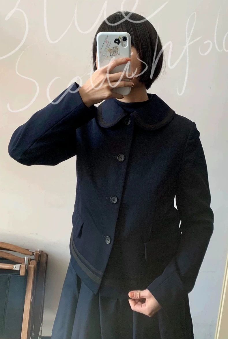 Comme des Garcons Comme Des Garcons Navy navy navy navy blue thin wool jacke Size XS / US 0-2 / IT 36-38 - 2 Thumbnail