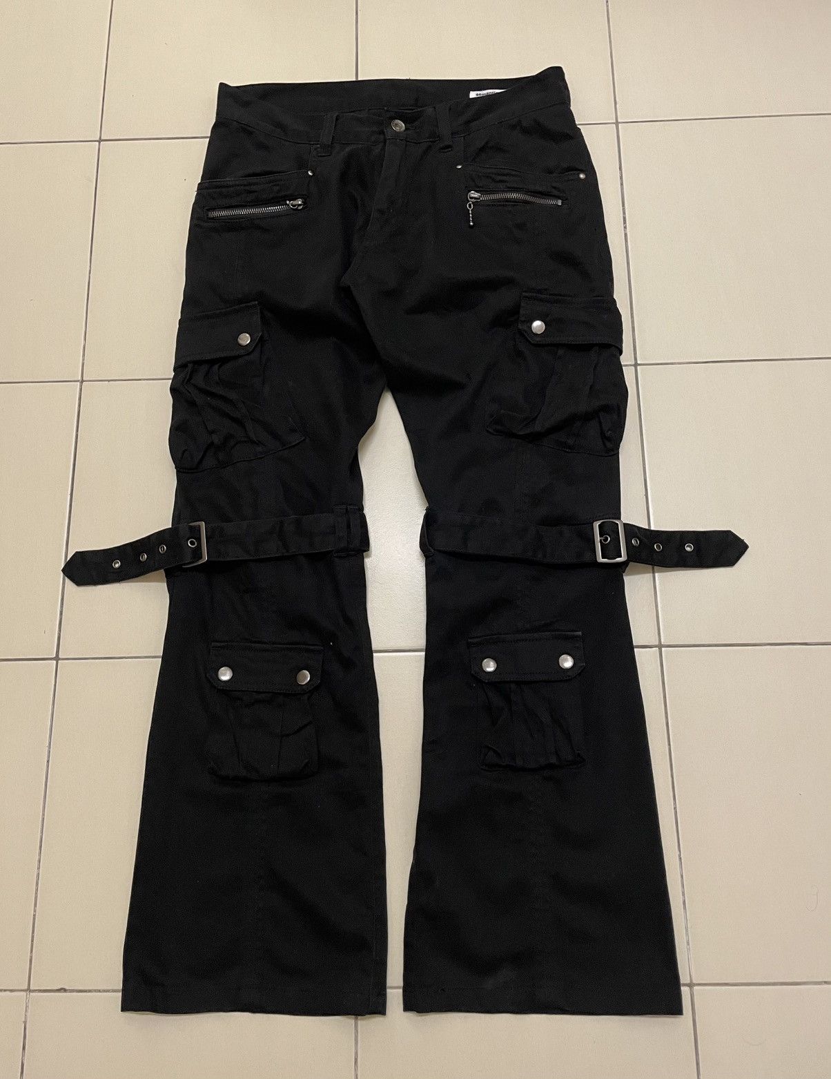 Japanese Brand Semantic Design Cargo Strap Bondage Flare Pants Size US 32 / EU 48 - 1 Thumbnail