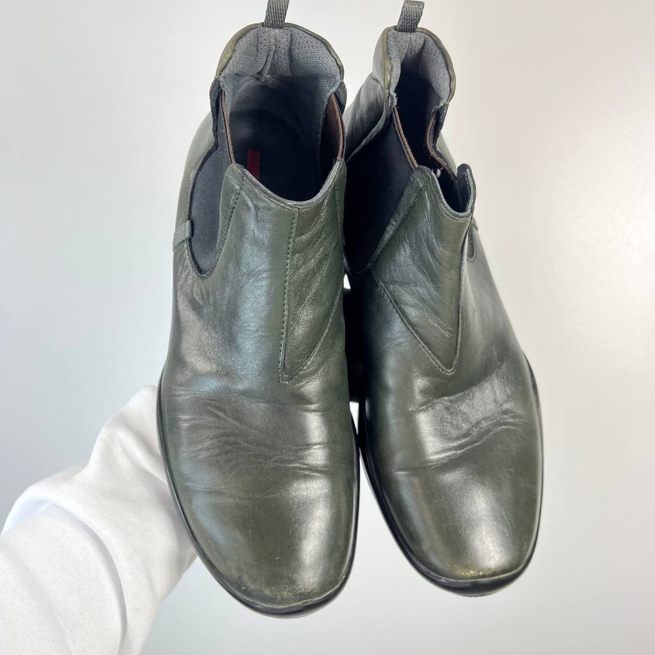 Prada PRADA Men’s Leather Chelsea Boots Green EU 43 / US 9.5 Size US 9.5 / EU 42-43 - 3 Thumbnail