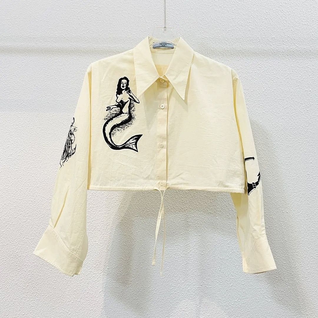 Prada Prada Mermaid Graphic Button Up Shirt Size 36 Size XS / US 0-2 / IT 36-38 - 1 Thumbnail