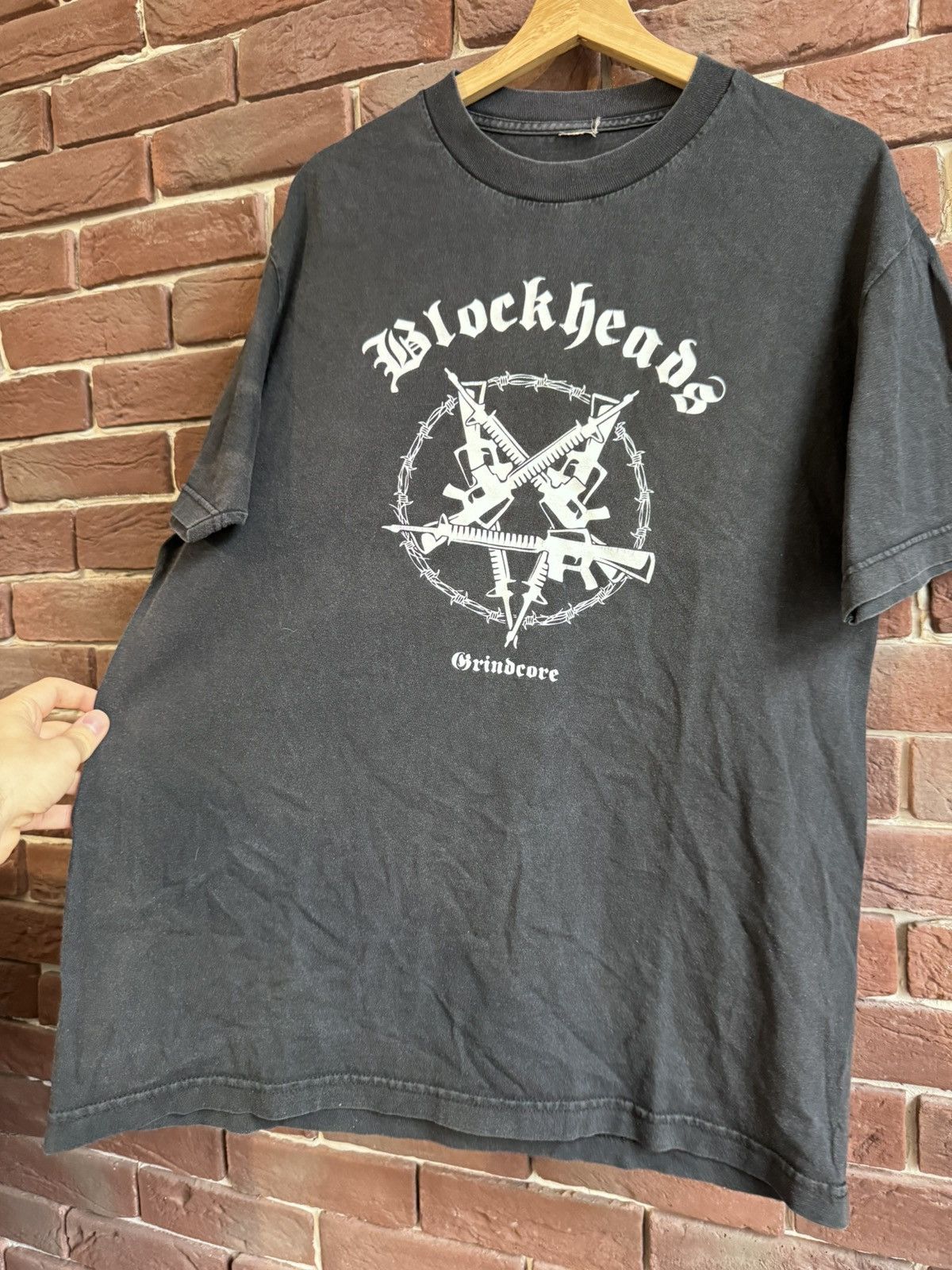 Band Tees VINTAGE 90s FADED Blockheads Grindcore Band Tee XL Grail Size US L / EU 52-54 / 3 - 3 Thumbnail