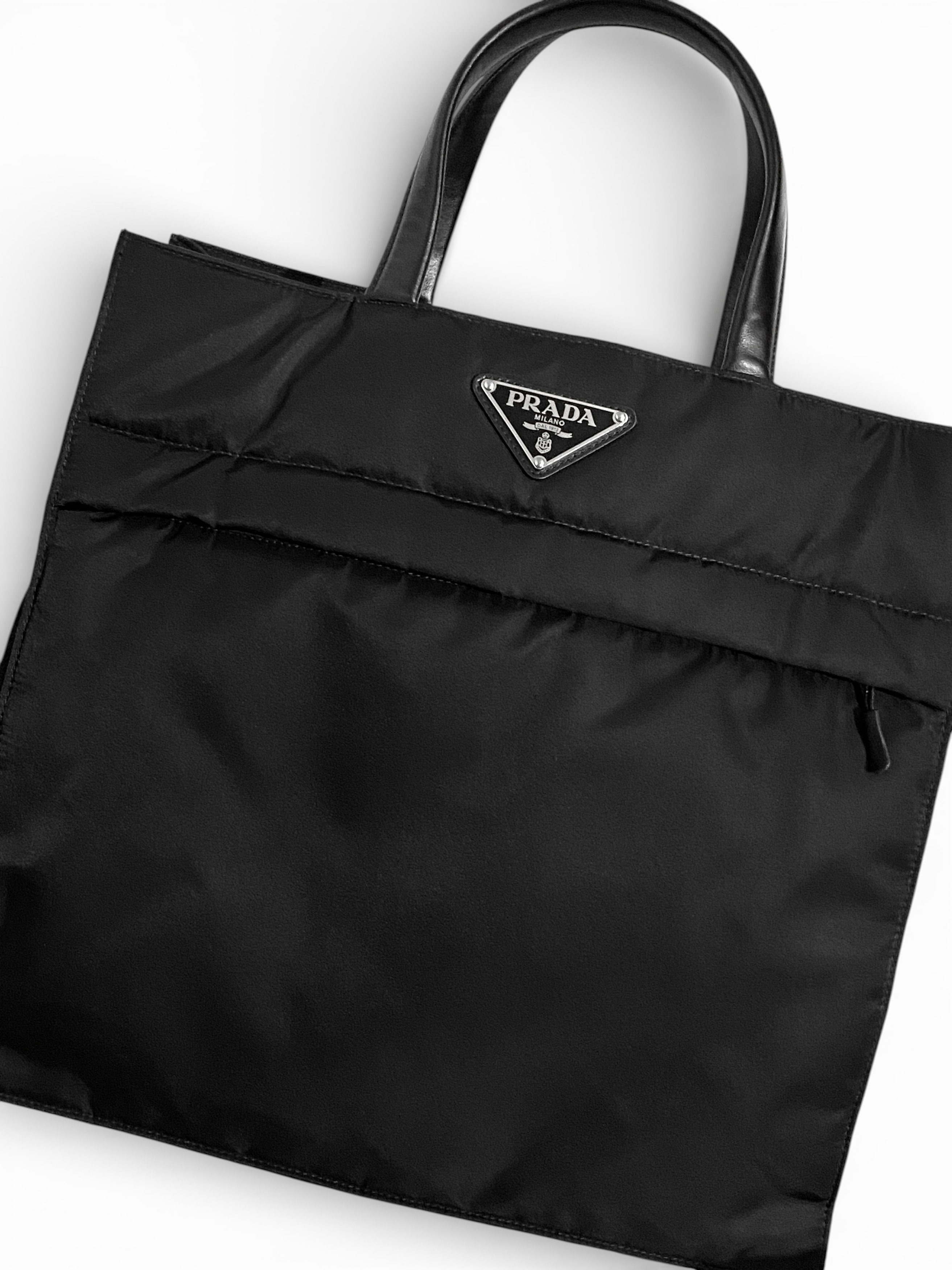 Prada Prada Triangle Logo Re Nylon Leather Hand Tote Large Bag Size ONE SIZE - 5 Thumbnail