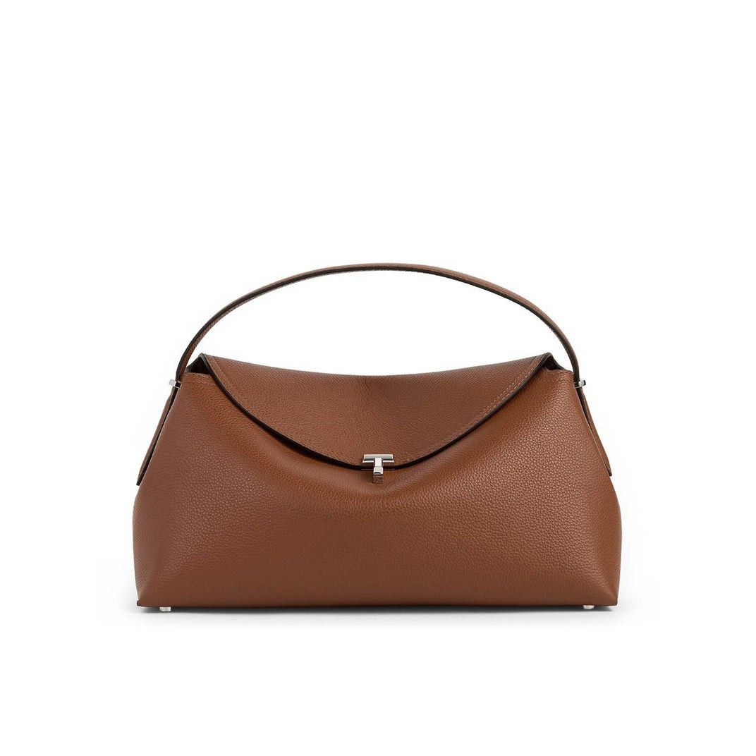 Toteme TOTEME T-Lock Sienna Brown Grained Leather Handbag New & Aut Size ONE SIZE - 1 Thumbnail
