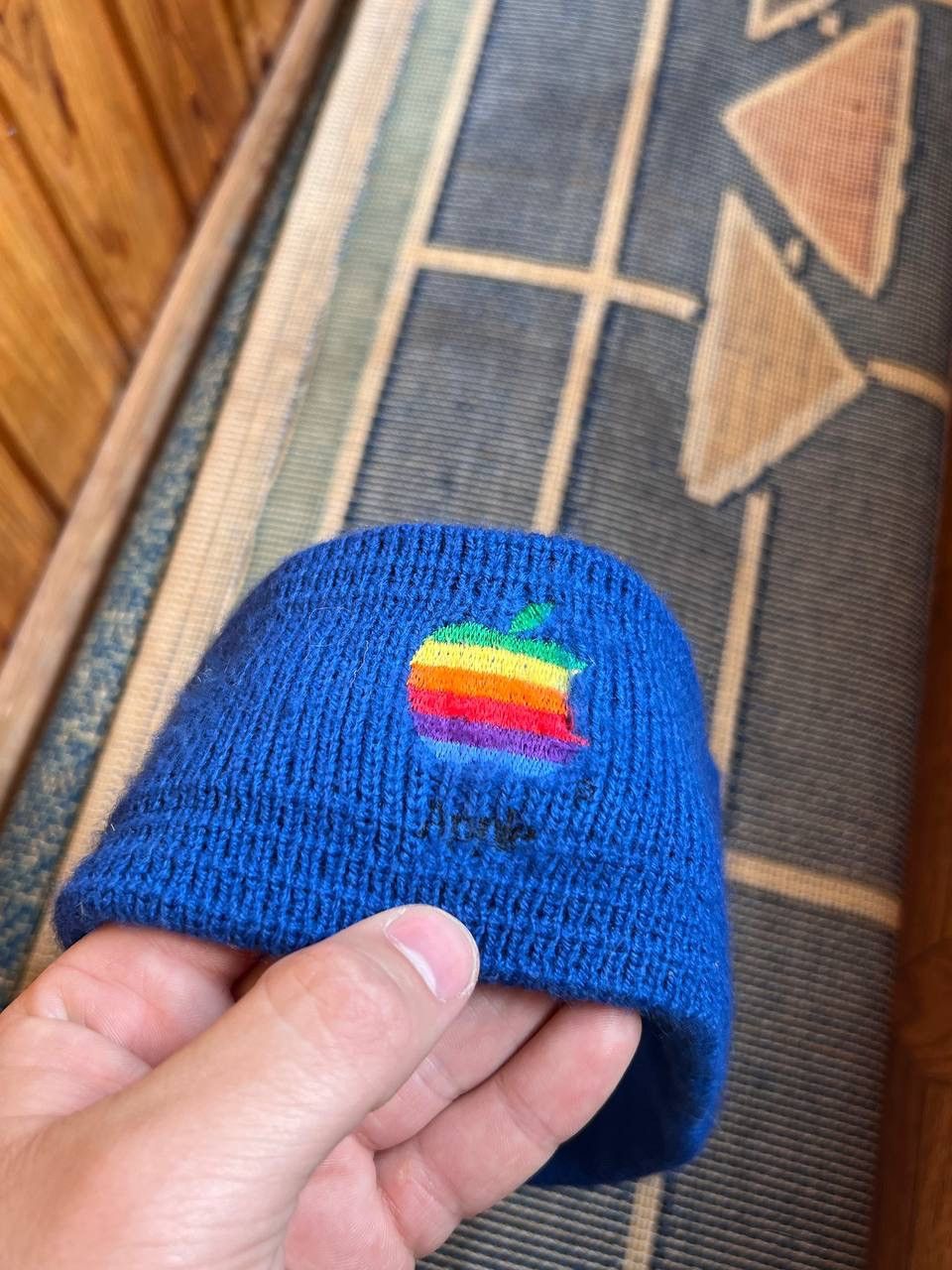 Apple 90s Vintage Apple Computers Rainbow Hat Blue Size ONE SIZE - 2 Thumbnail