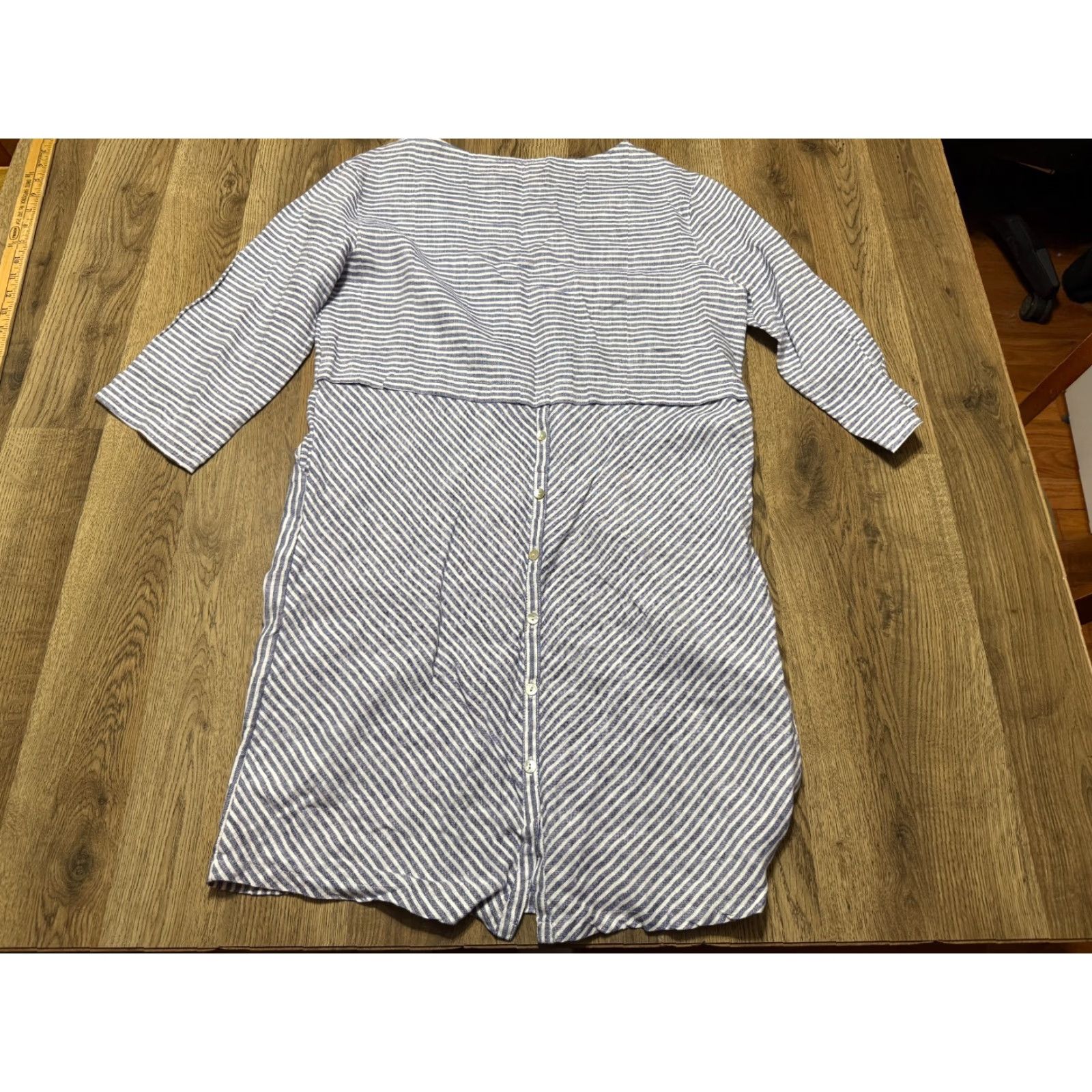 Isaac Mizrahi Isaac Mizrahi Dress Women's M Blue White Striped Long Sleeve Knee Length Casual Shift Size M / US 6-8 / IT 42-44 - 2 Thumbnail