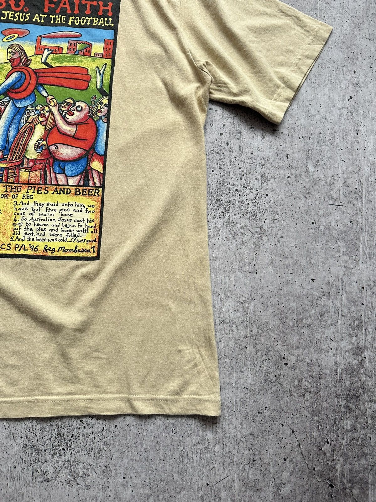 Mambo 1996 Mambo Australian Jesus At The Football Vintage Tee Size US XL / EU 56 / 4 - 16 Thumbnail