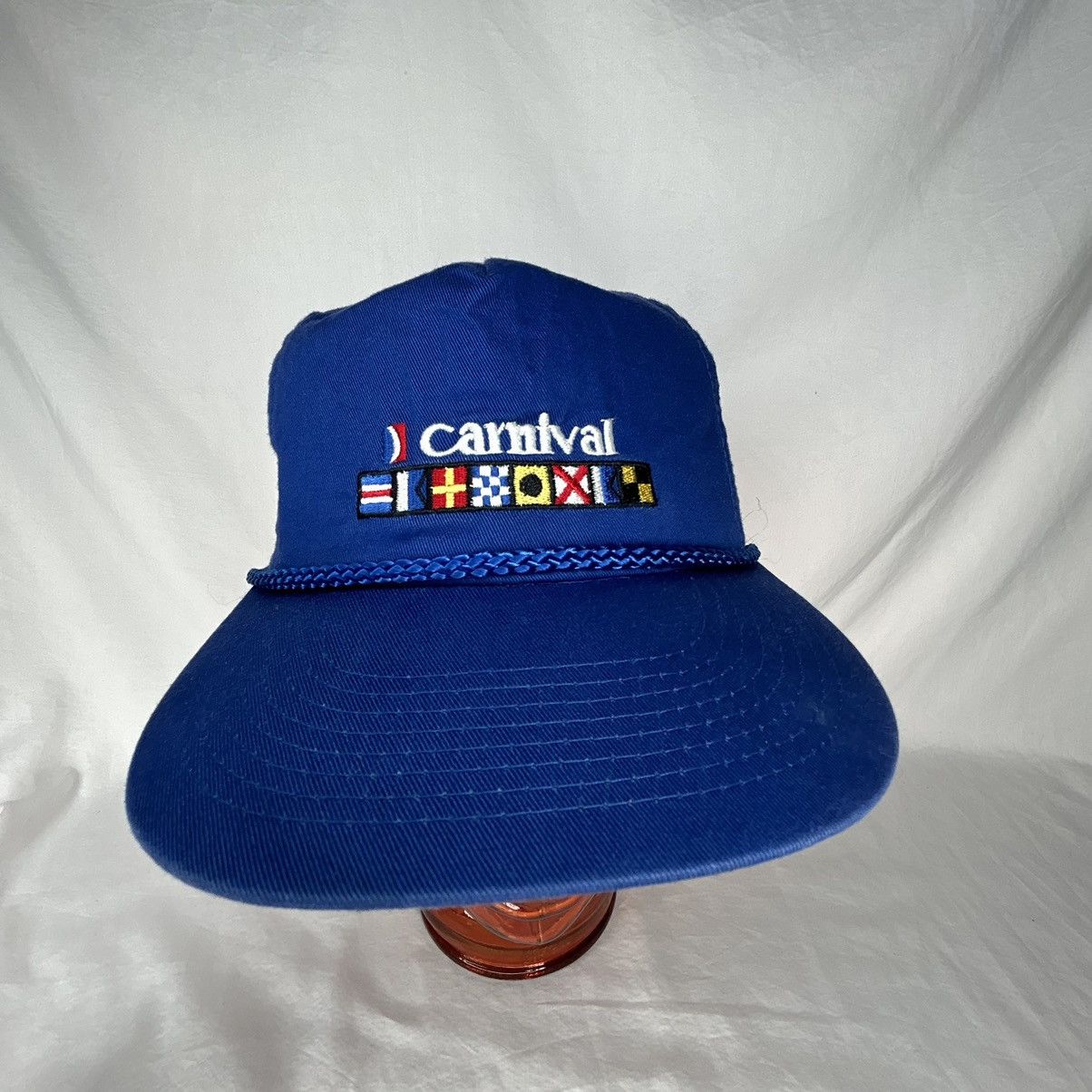 Vintage Vtg 90’s Carnival Cruise Blue Leather Strapback Hat Size ONE SIZE - 1 Thumbnail