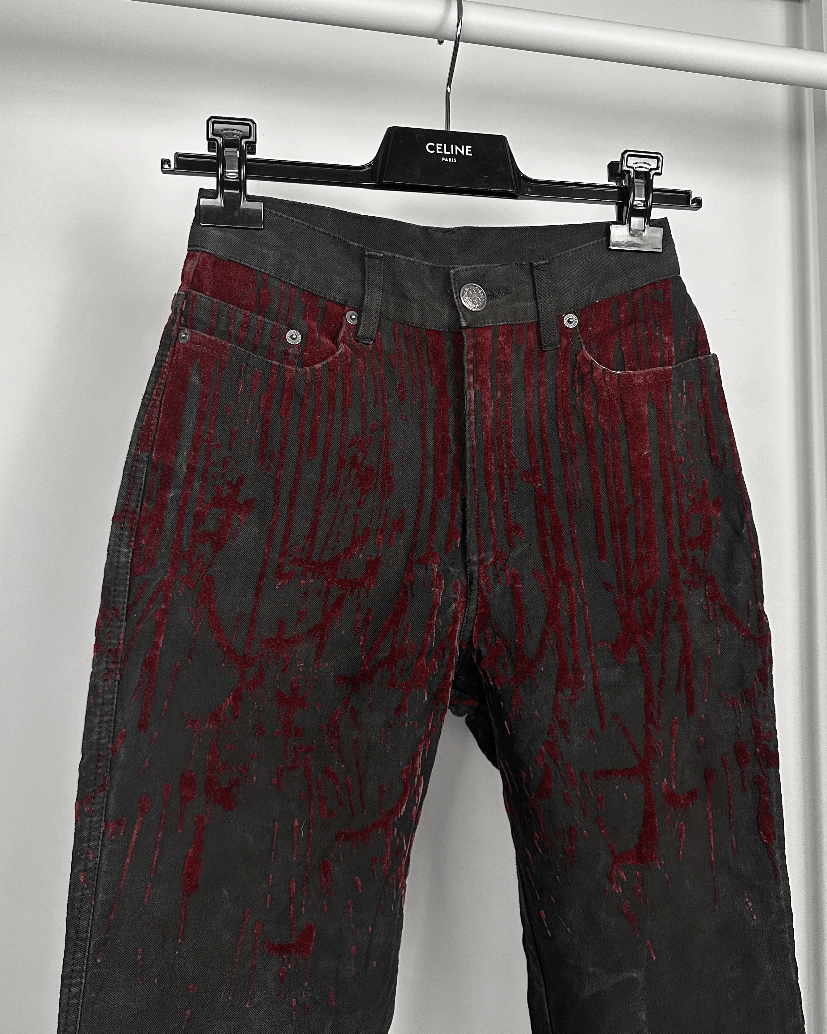 Jean Paul Gaultier Jean Paul Gaultier Velour Blood Drip Jeans Size US 27 - 4 Thumbnail