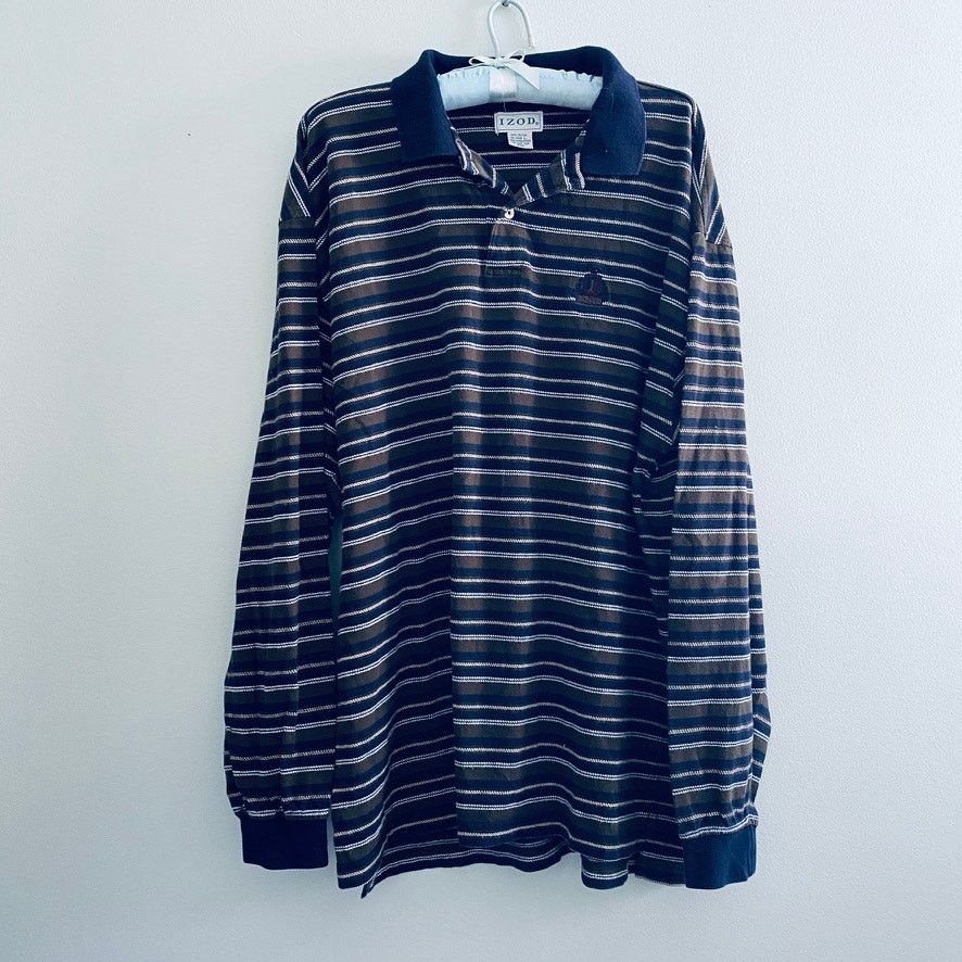 Izod Vintage Izod striped long sleeve polo Size US L / EU 52-54 / 3 - 2 Thumbnail
