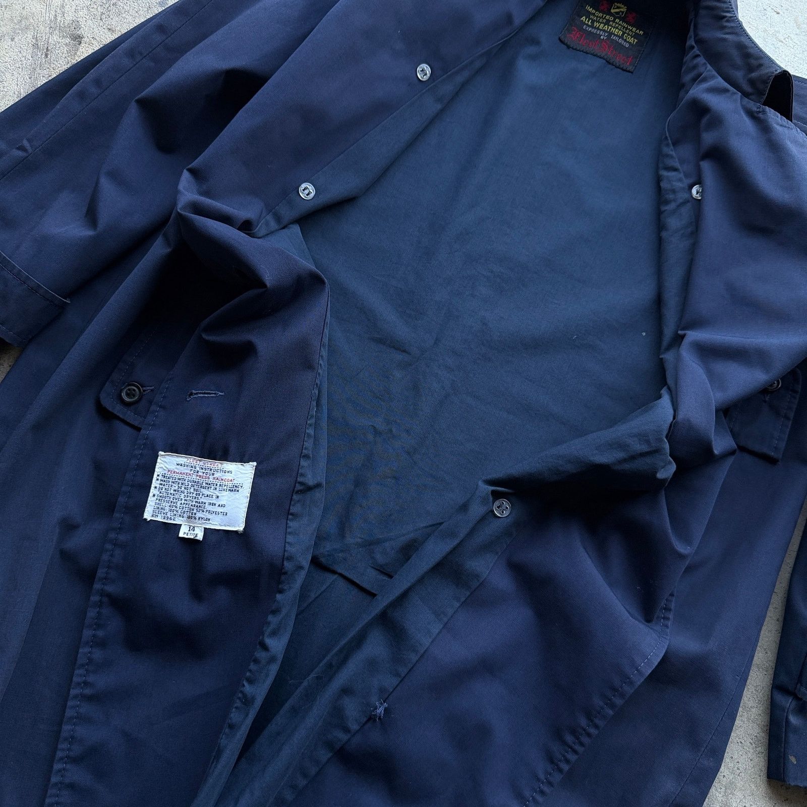 Other Vintage Navy Trench Coat Womens 70s Dark Academia Goth Size XL / US 12-14 / IT 48-50 - 3 Thumbnail