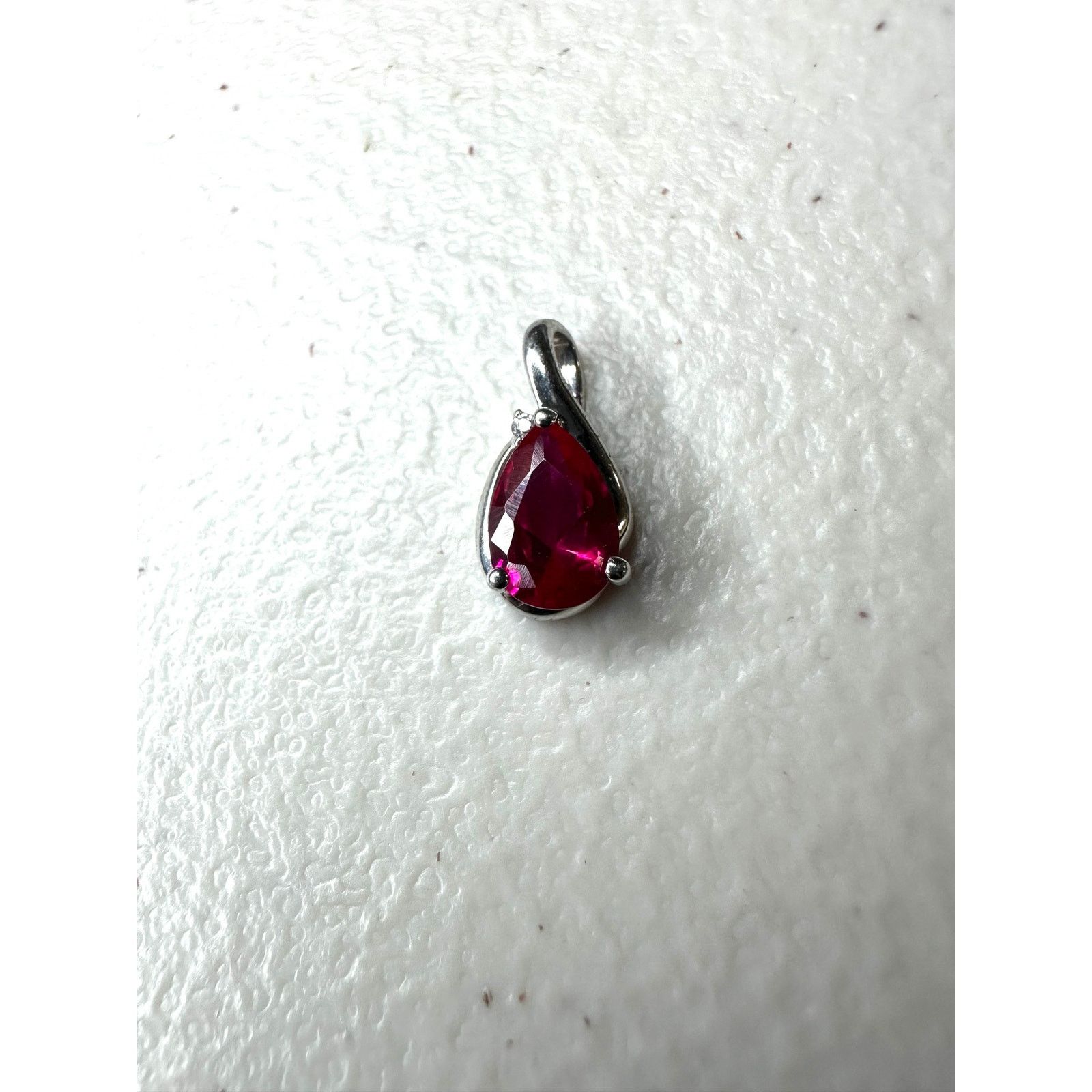 & Other Stories Dainty Pear CZ Ruby Pendant 925 Silver Red Teardrop Size ONE SIZE - 1 Thumbnail