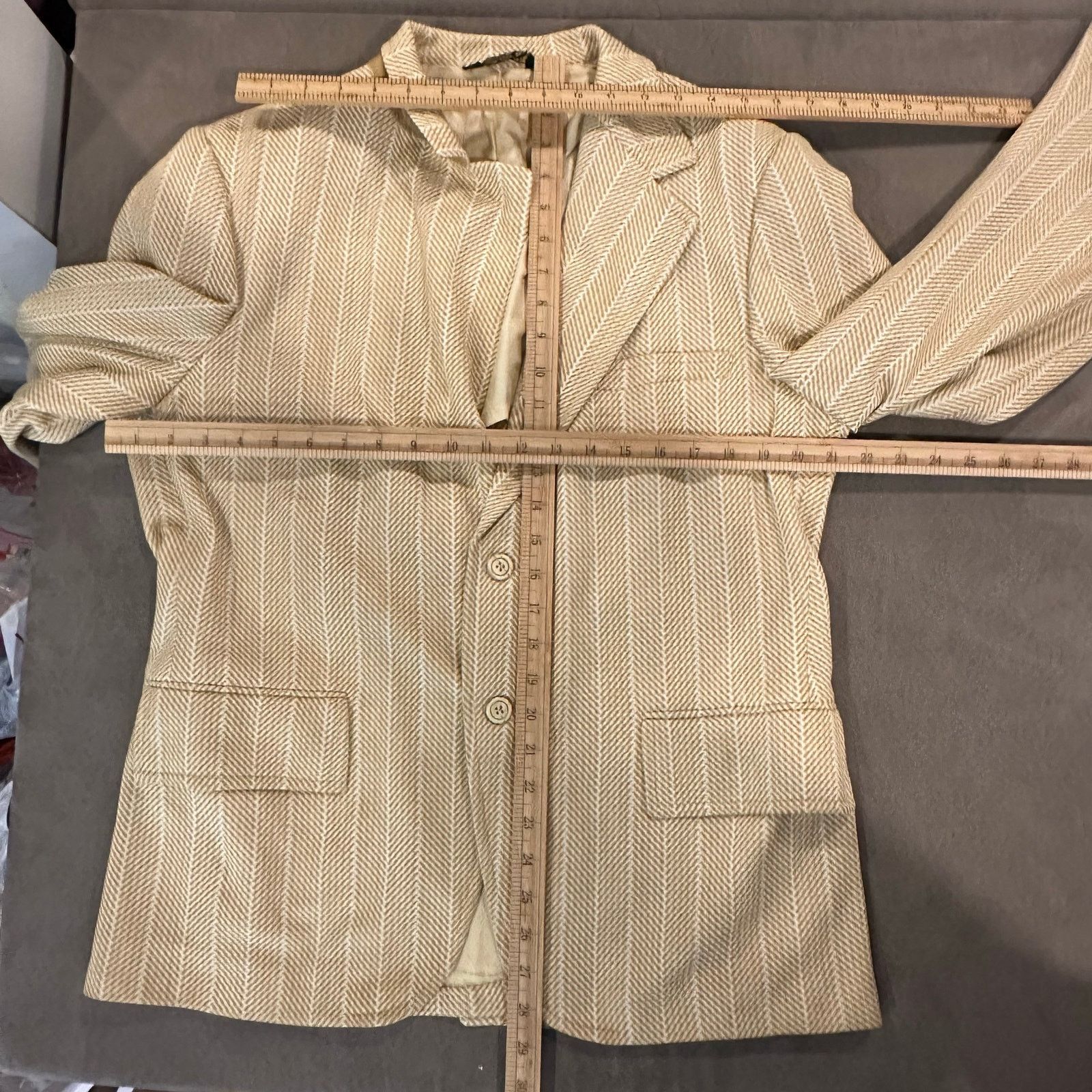 Other VTZ 70s Blazer Sport Coat Jacket Yellow Herringbone Size 42R - 9 Thumbnail
