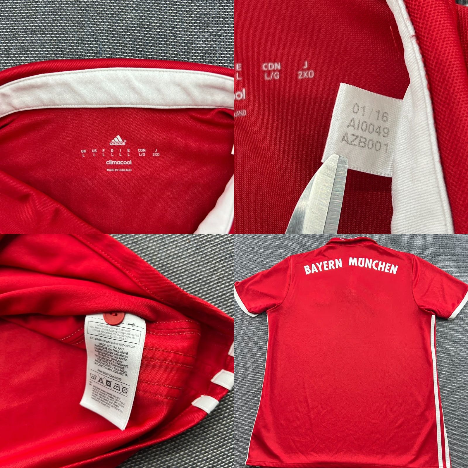 Adidas adidas Bayern Munich 2016 2017 Home Football Jersey Mens L Red T-Shirt Short Sleeve Moisture Wicking Quick Dry Soccer Football Mens Size US L / EU 52-54 / 3 - 8 Thumbnail